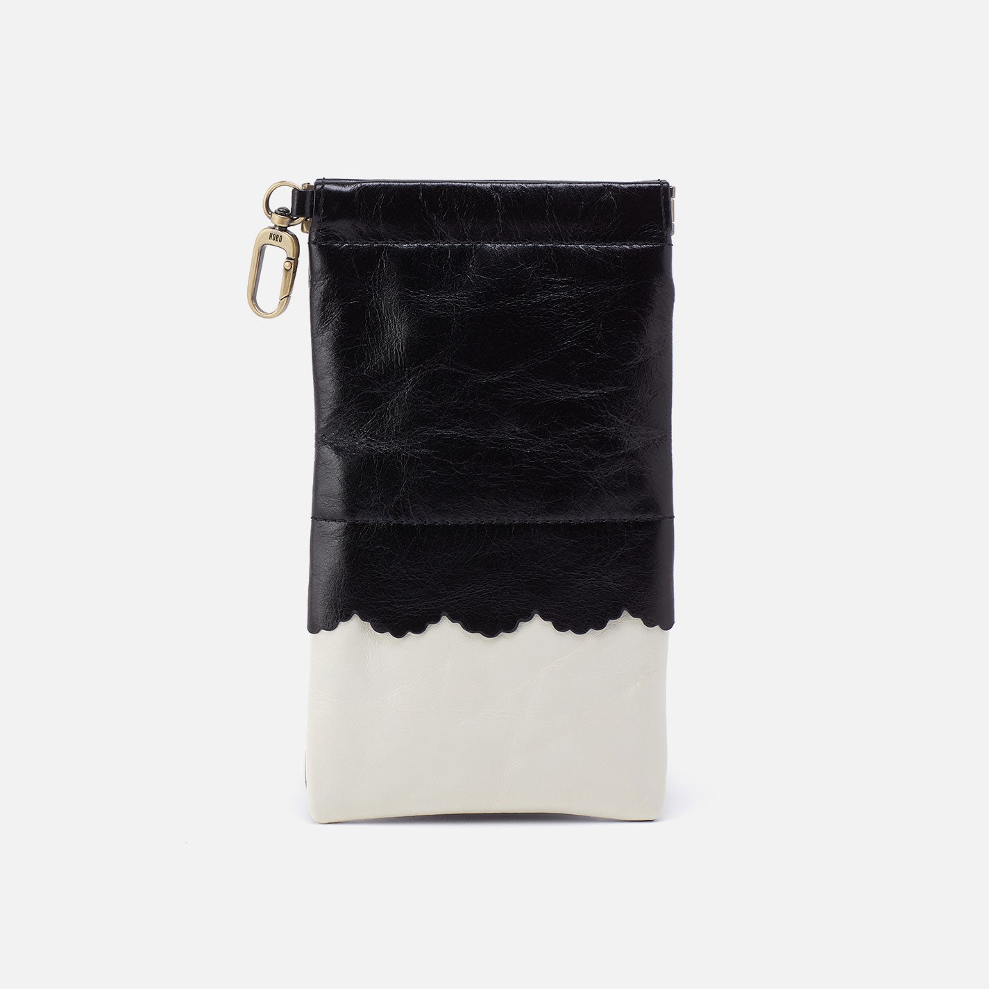 Facile Eyeglass Case In Polished Leather - Black Colorblock