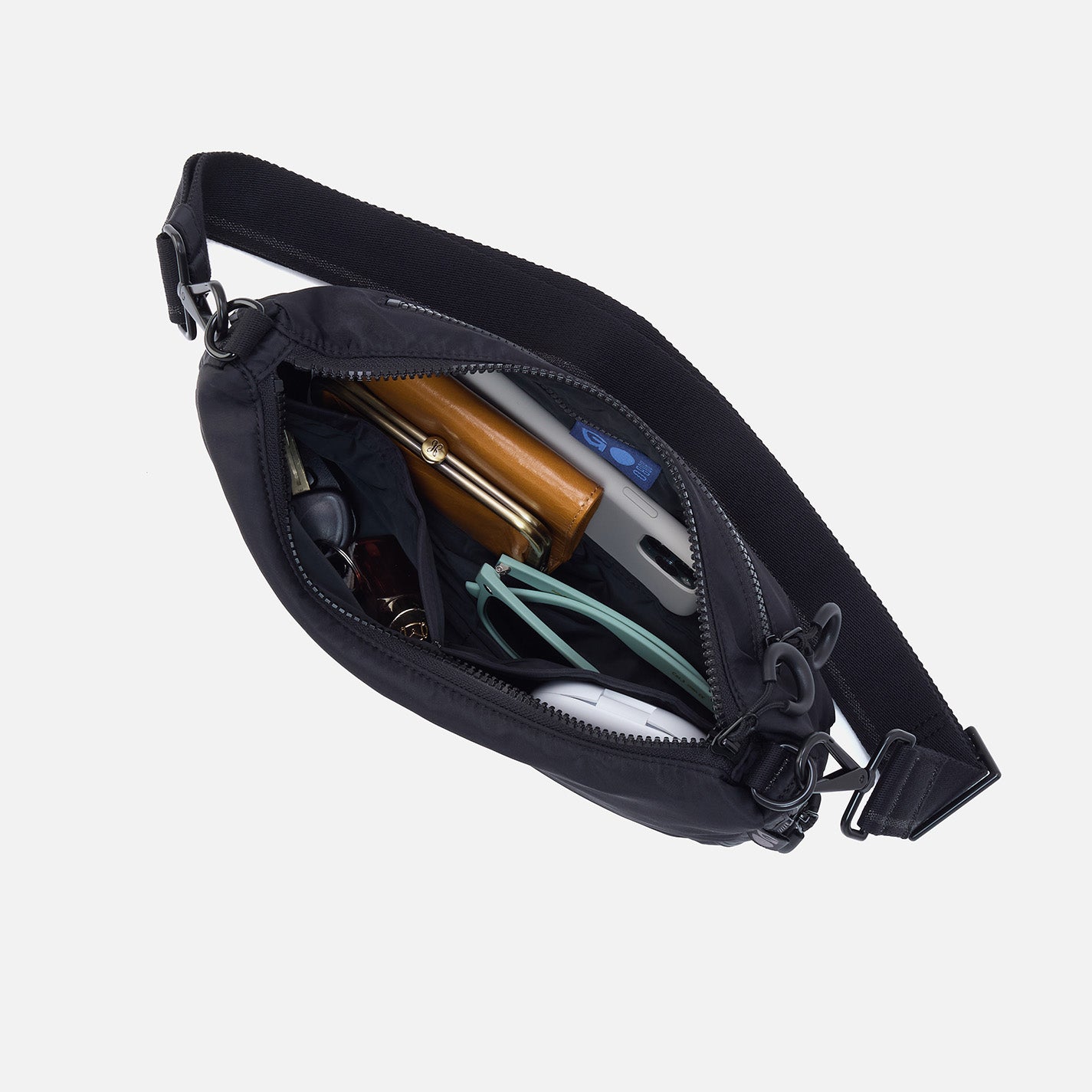 EVERY WEAR Crossbody in CaRefiber recycled nylon - Jet - Image 2