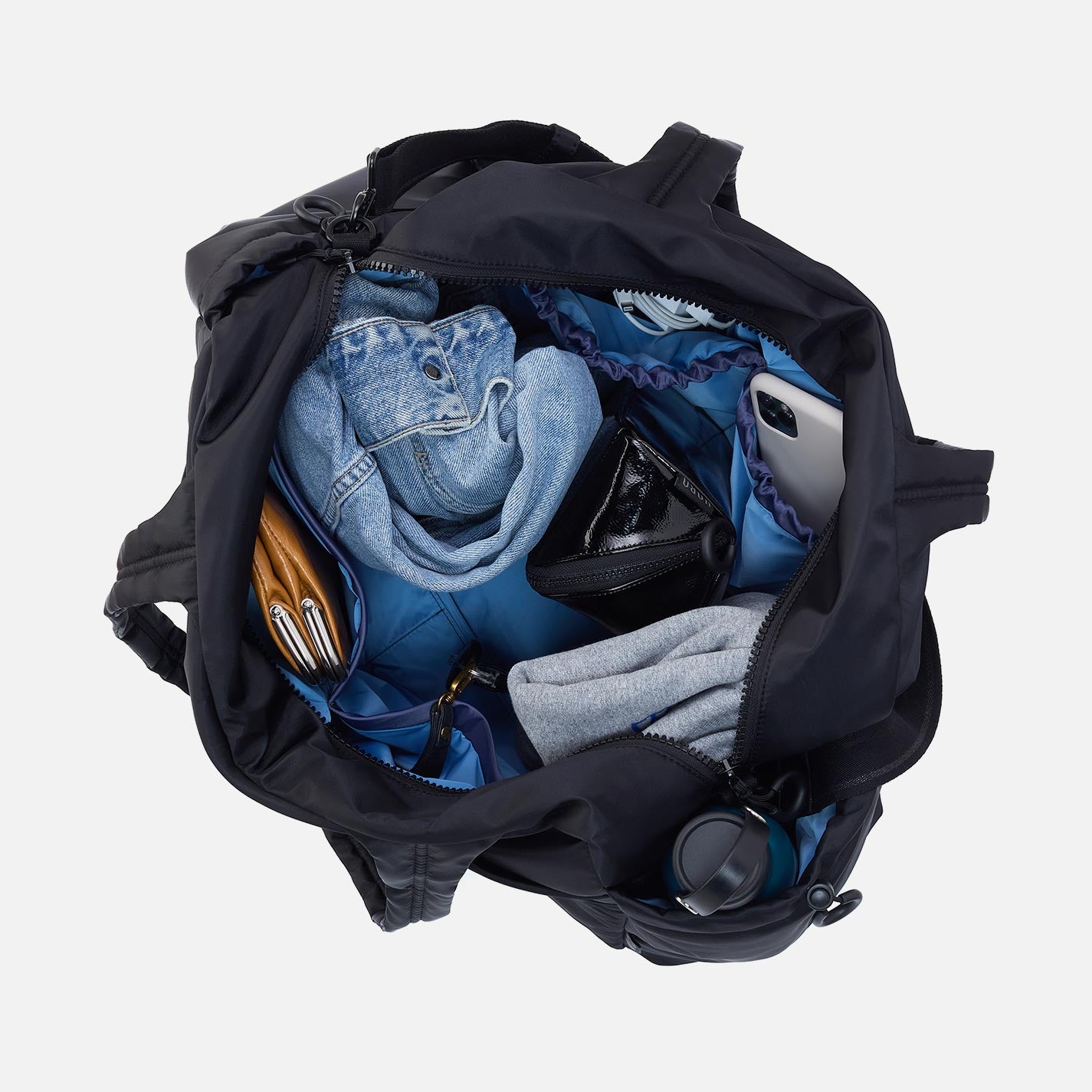GET AWAY Duffle in CaRefiber recycled nylon - Teal - Image 2