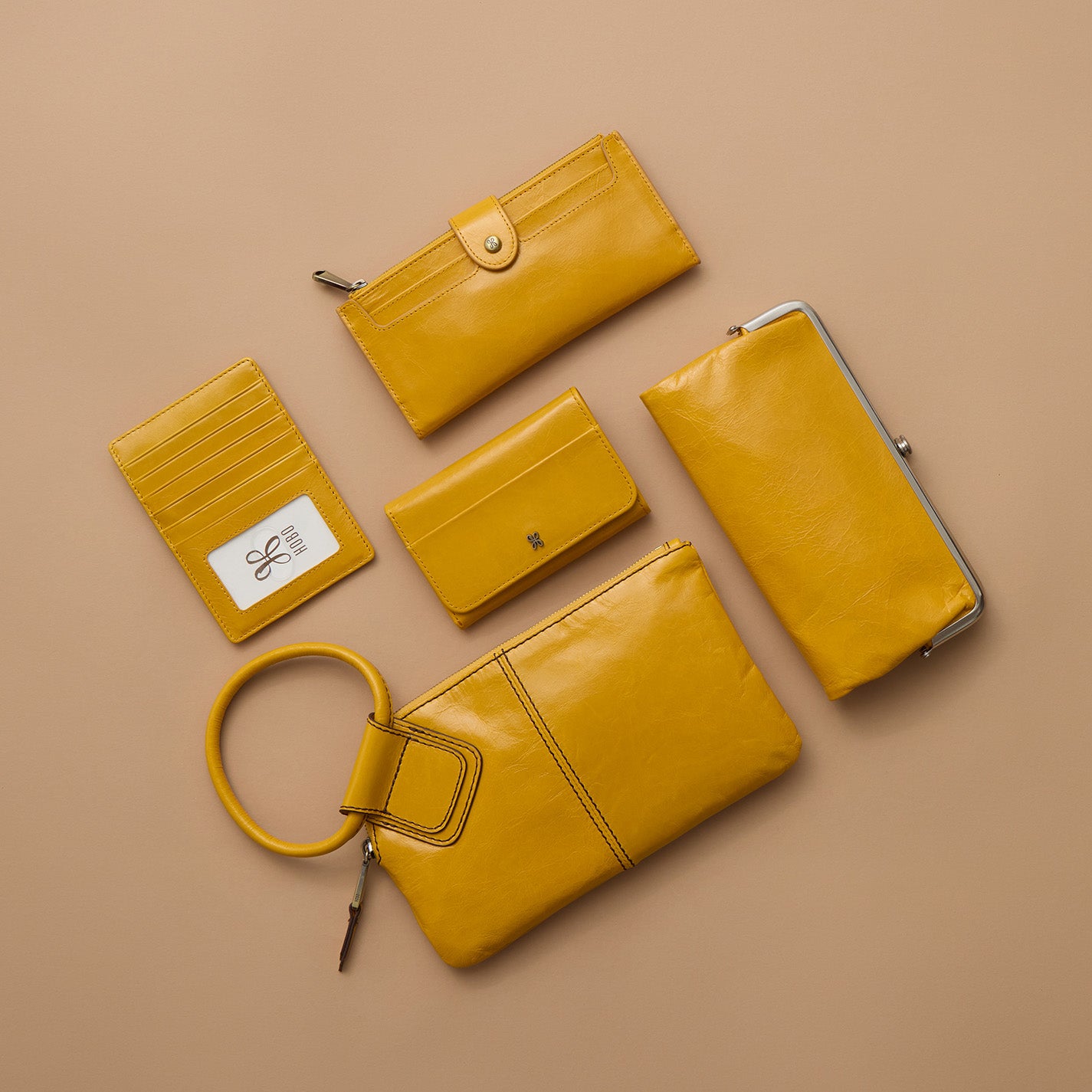 Euro Slide Card Case In Polished Leather - Sun Glow - Image 2