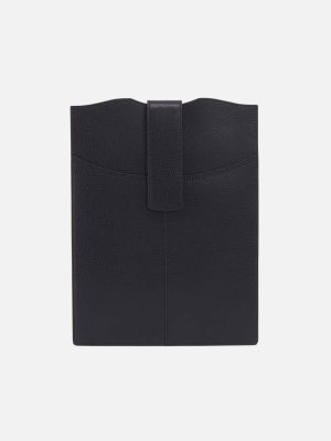 Vida Vertical Laptop in Micro Pebbled Leather - Black