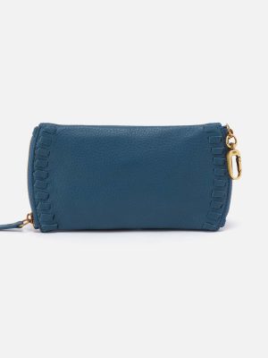 Spark Double Eyeglass Case in Pebbled Leather - Peacock Feather