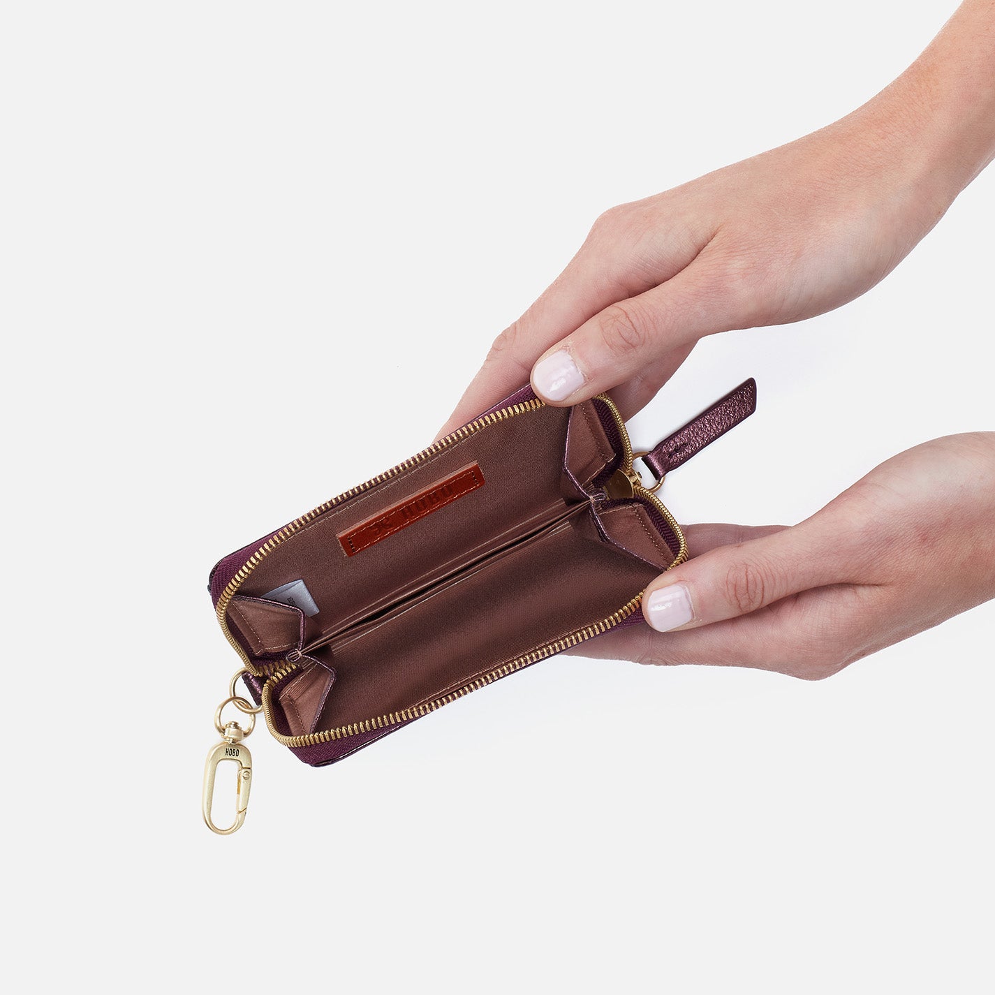Move Clip Wallet In Metallic Leather - Frosted Plum - Image 3