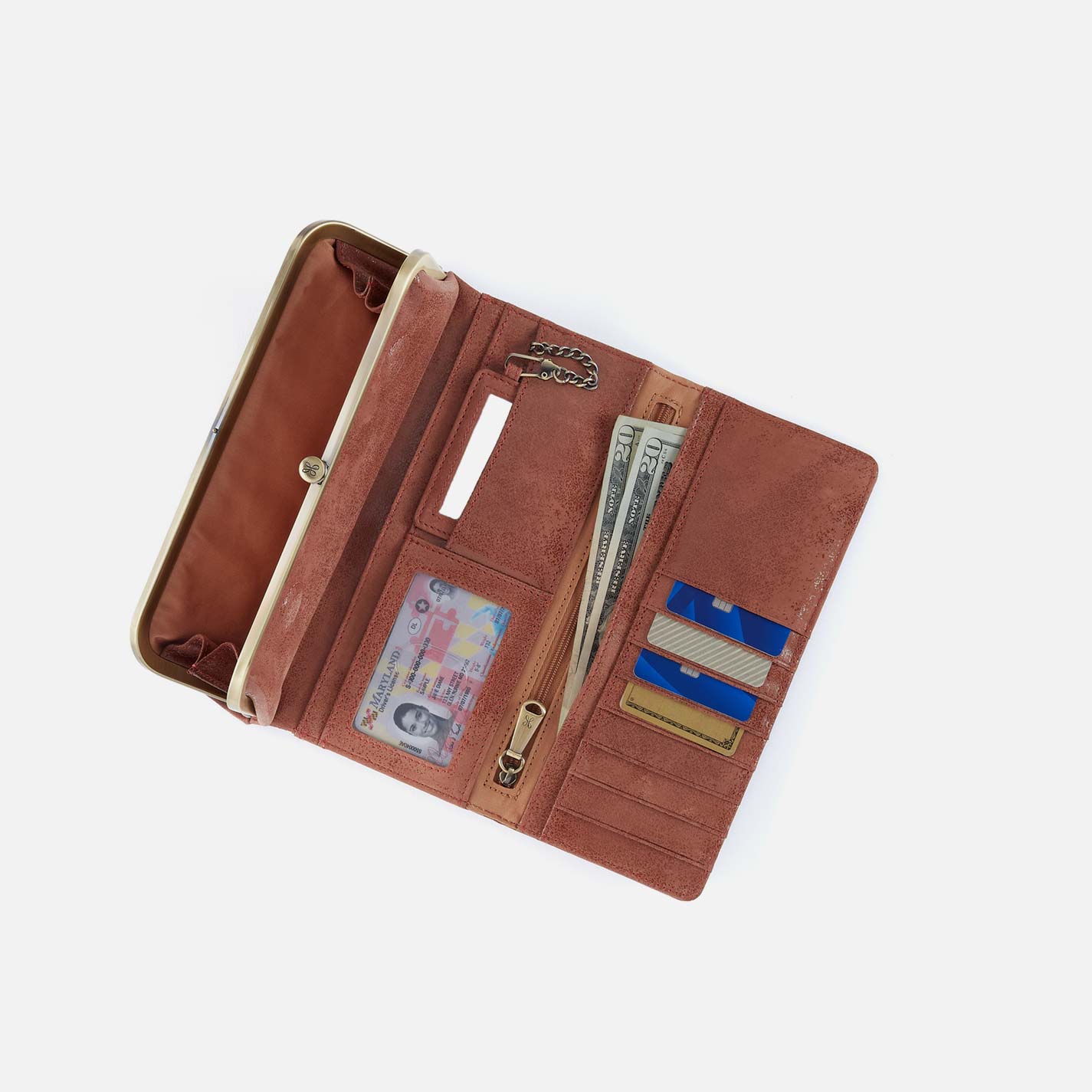 Rachel Continental Wallet in Buffed Leather - Burnished Saddle - Image 2