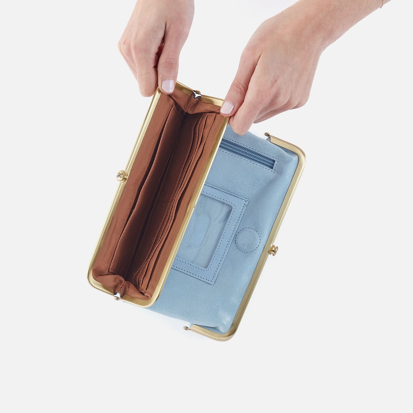 Lauren Clutch-Wallet In Buffed Leather - Sky - Image 5