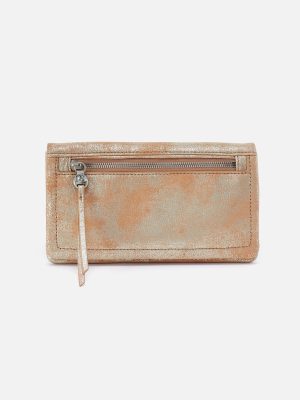 Lumen Continental Wallet In Metallic Leather - Saddle Stardust