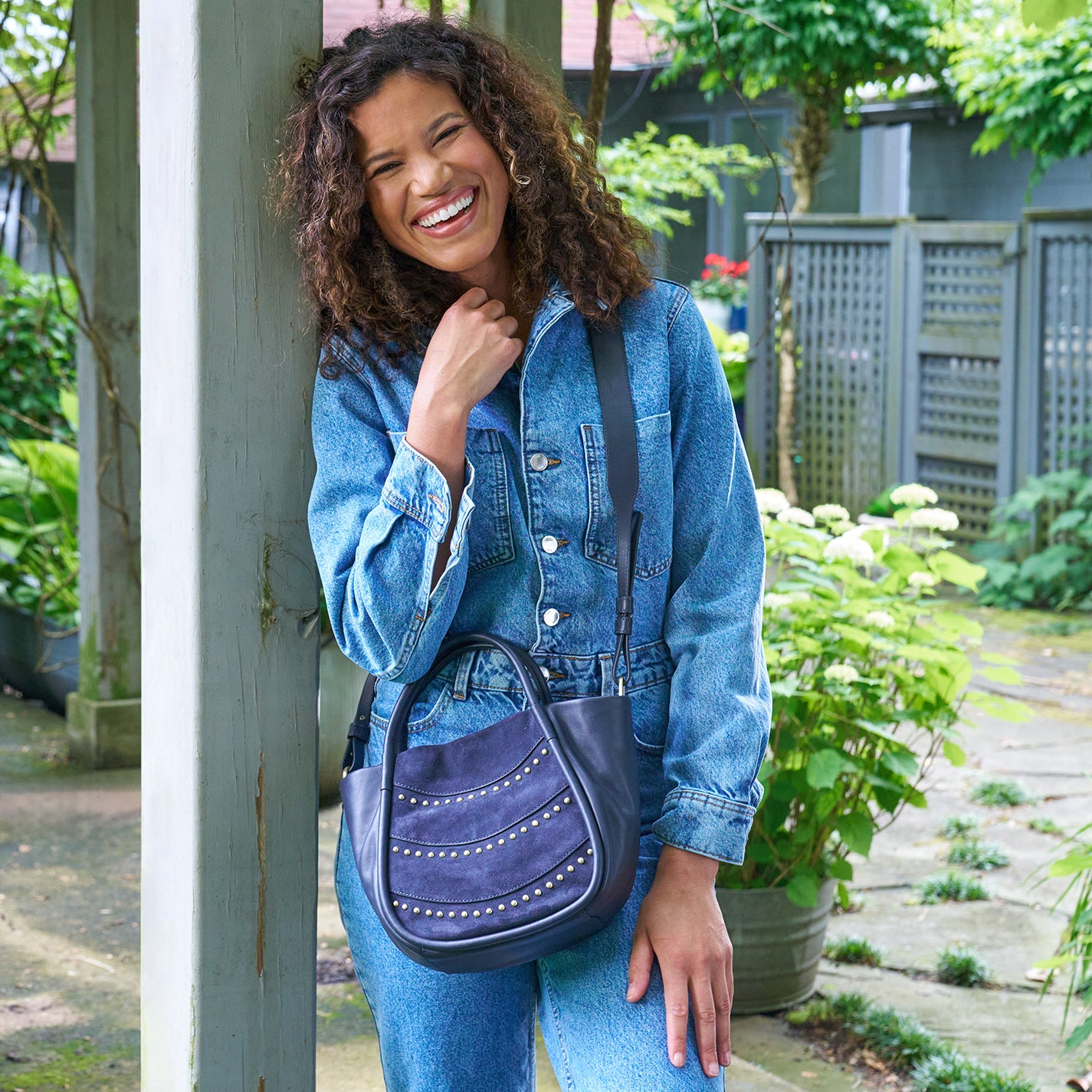 Margot Satchel In Smooth Leather - Navy - Image 2