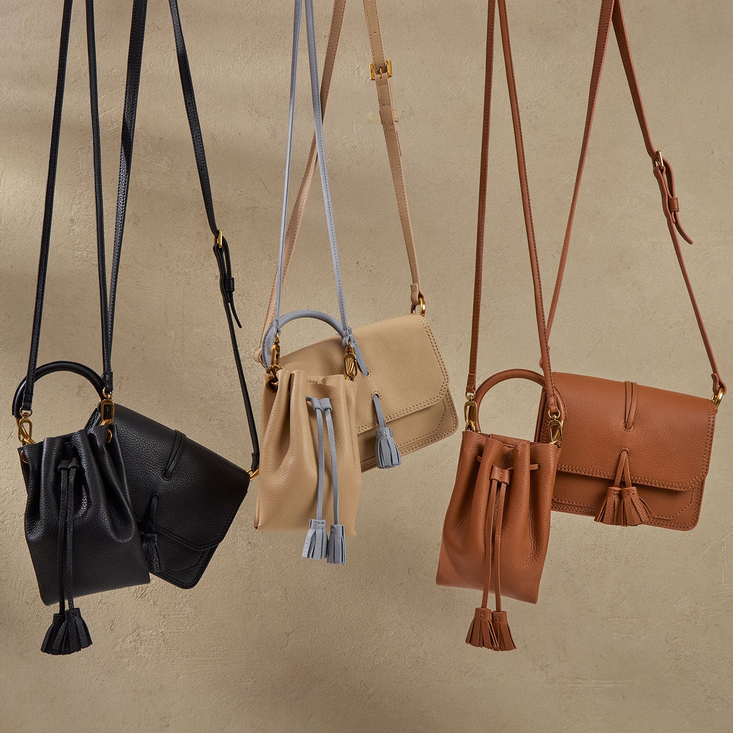 Eden Phone Crossbody In Pebbled Leather - Linen - Image 5