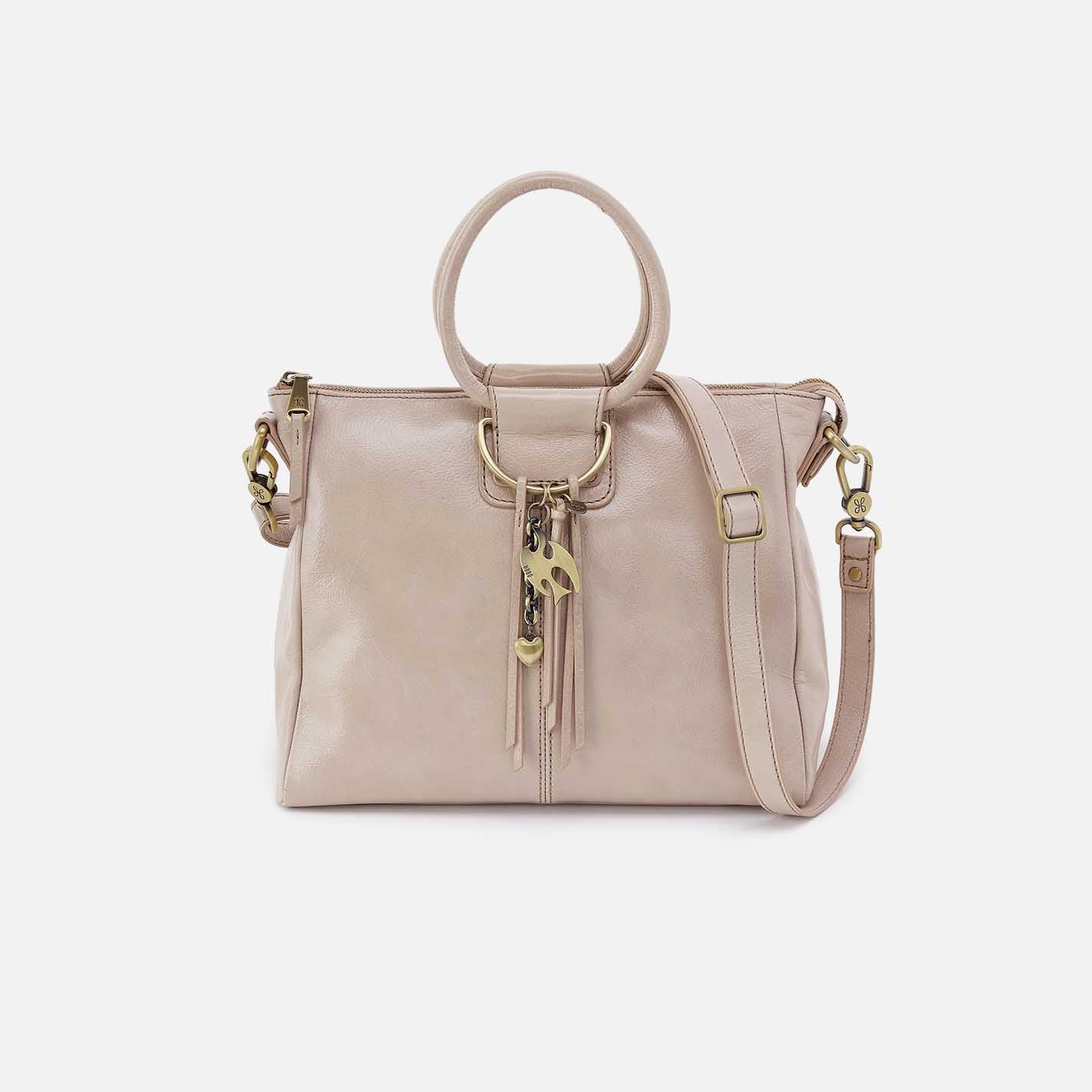 Sheila Medium Satchel in Aniline Gloss Leather - Stone Gloss