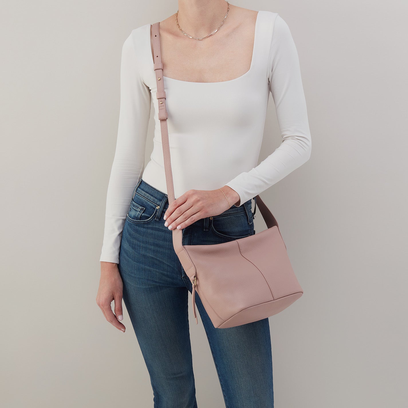 Collette Crossbody In Pebbled Leather - Blush - Image 2