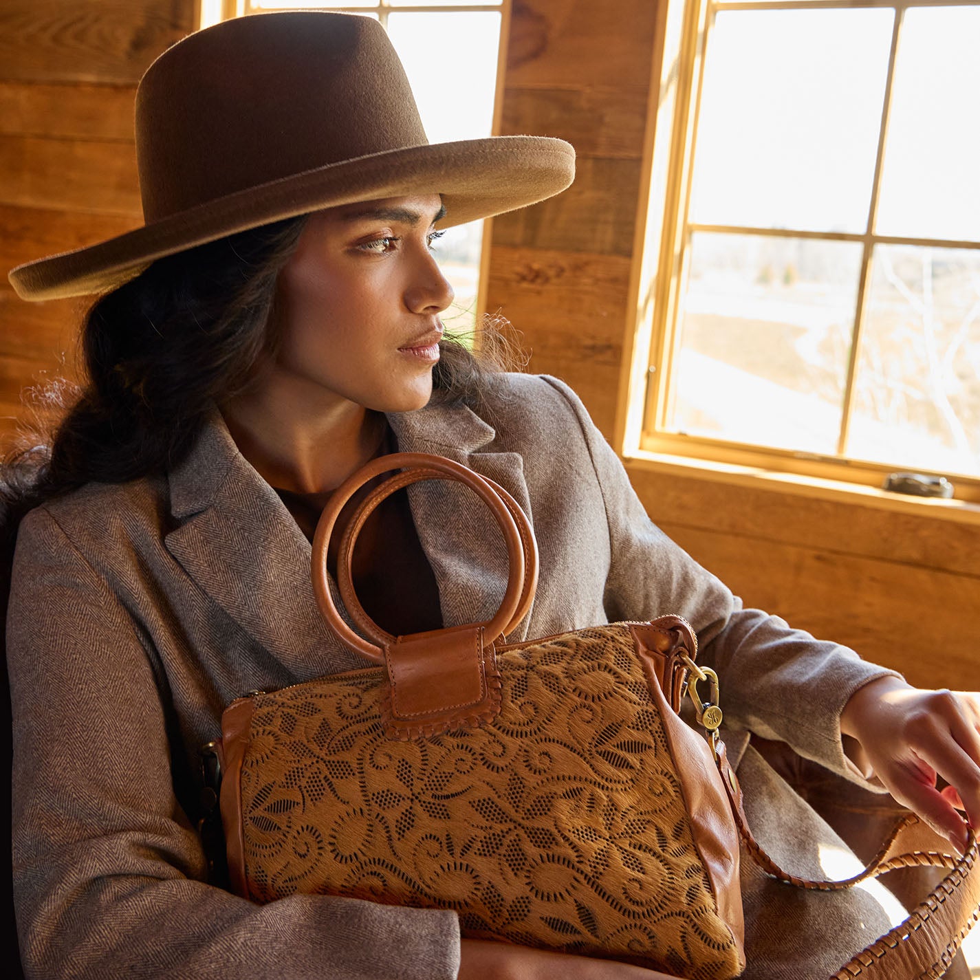 Sheila Medium Satchel in Hair-On Leather - Harvest Wheat Hair-On - Image 2