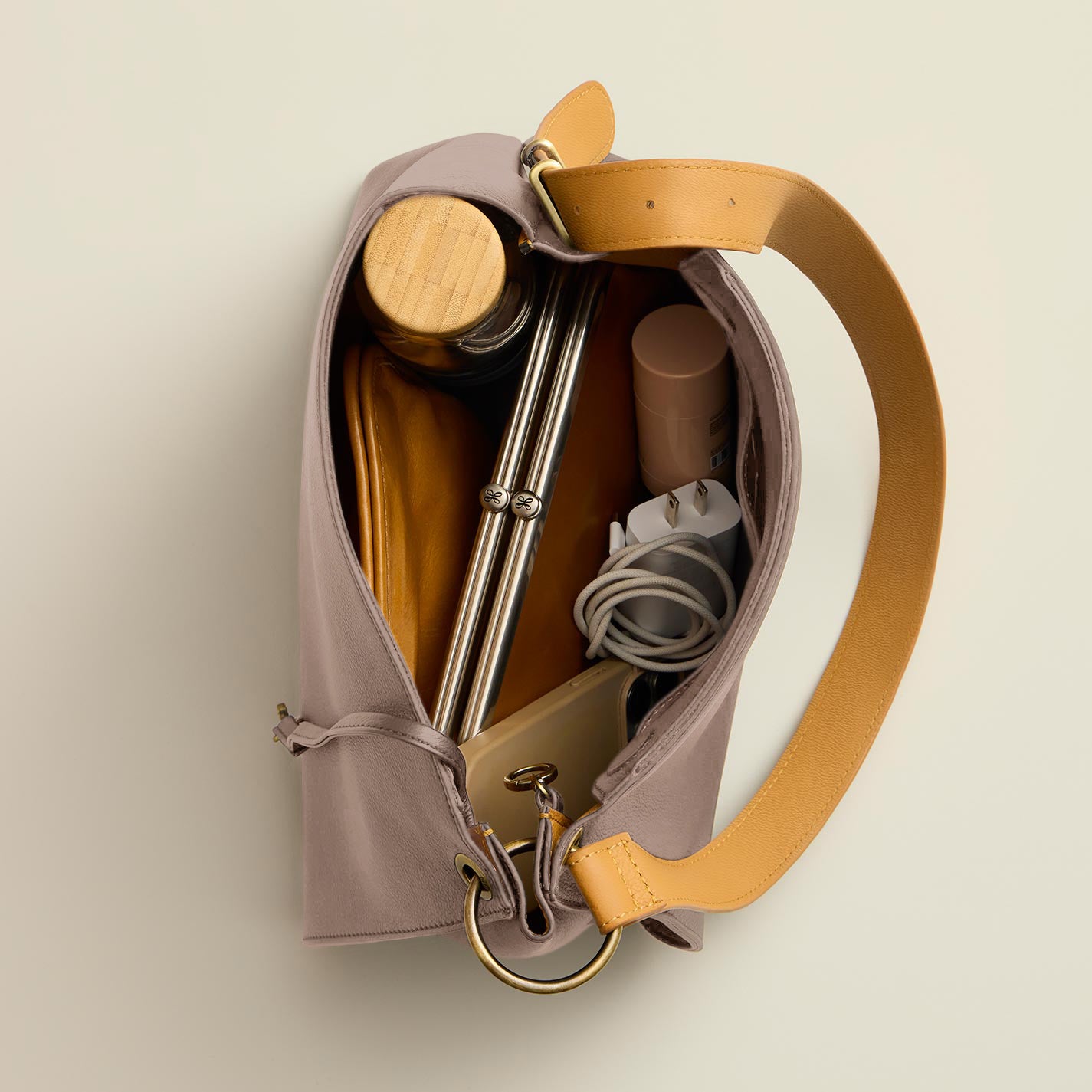 Rayna Shoulder Bag in Double-Faced Leather - Warm Adobe - Image 3