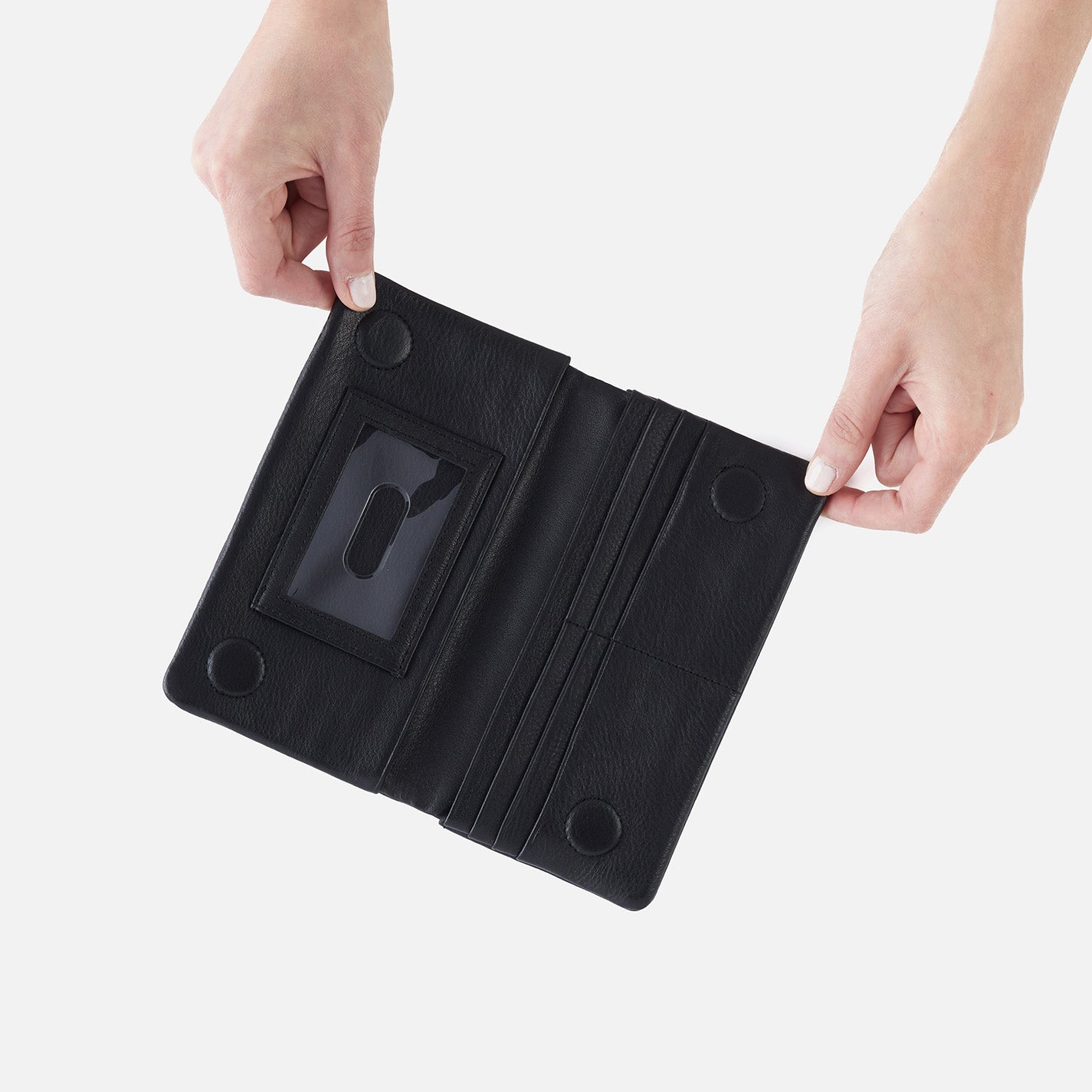 Lumen Continental Wallet in Pebbled Leather - Black - Image 3
