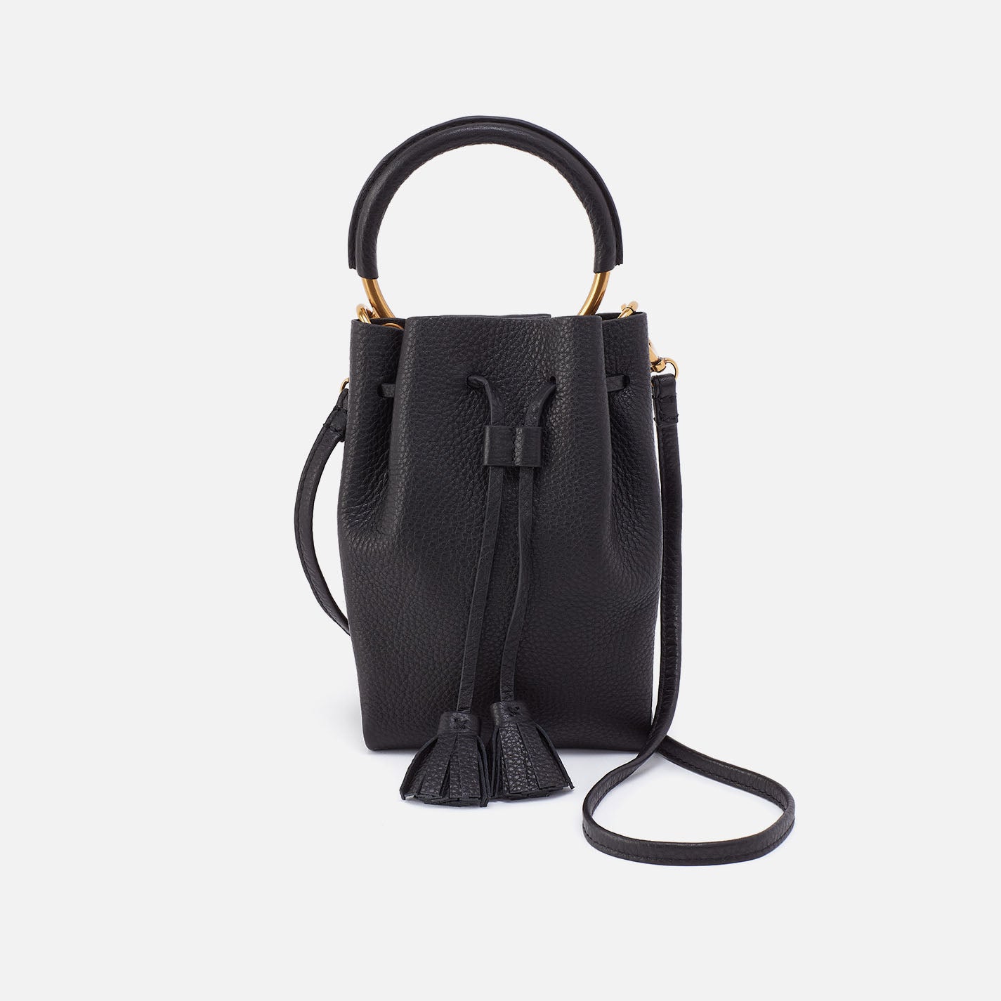 Eden Phone Crossbody In Pebbled Leather - Black