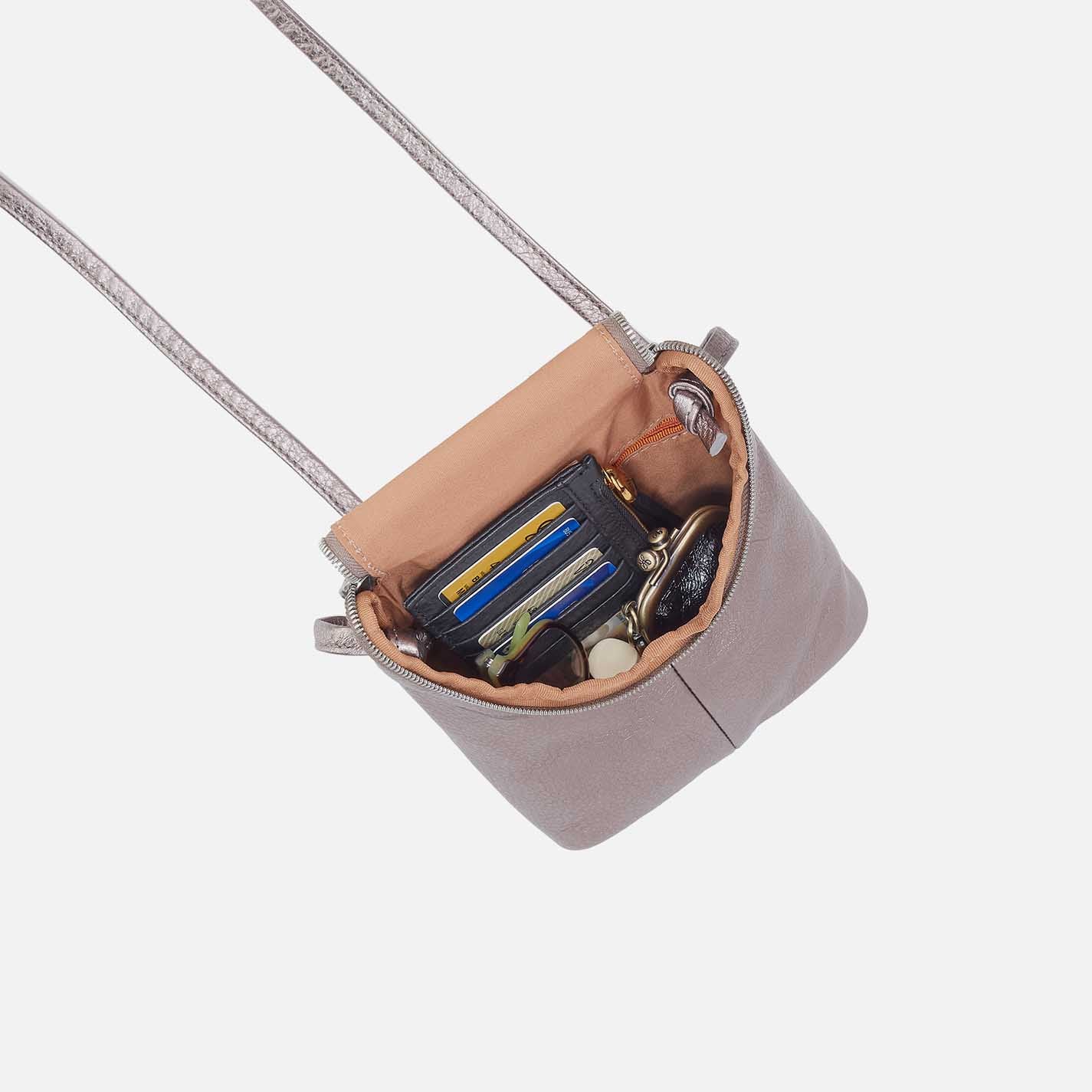Fern Crossbody in Metallic Leather - Pewter Spur - Image 3