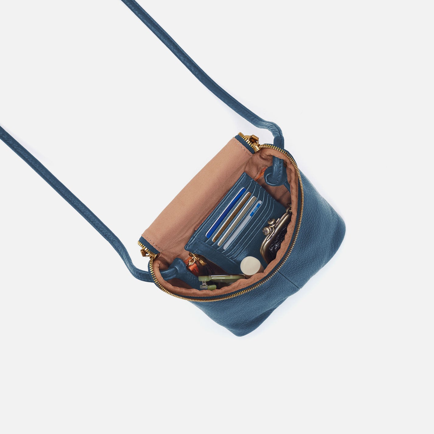 Fern Crossbody in Pebbled Leather - Peacock Feather - Image 4