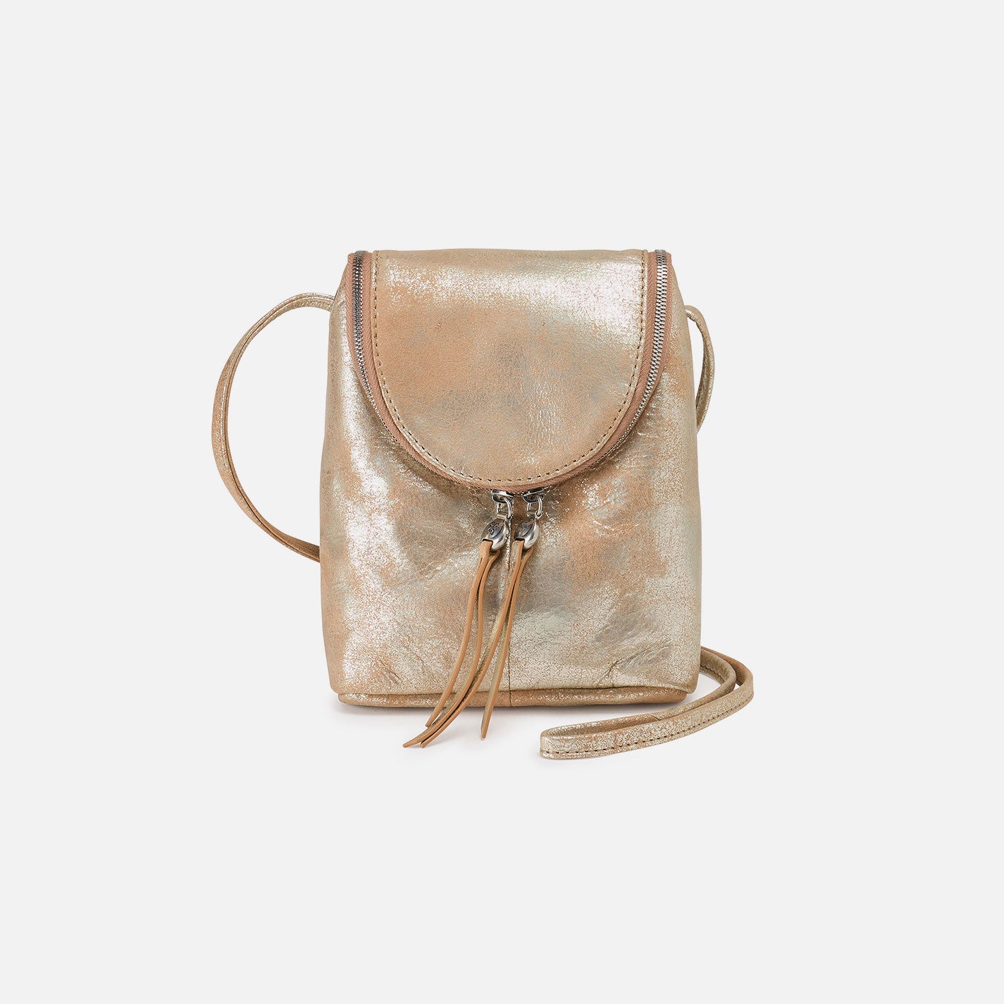 Fern Crossbody In Metallic Leather - Saddle Stardust
