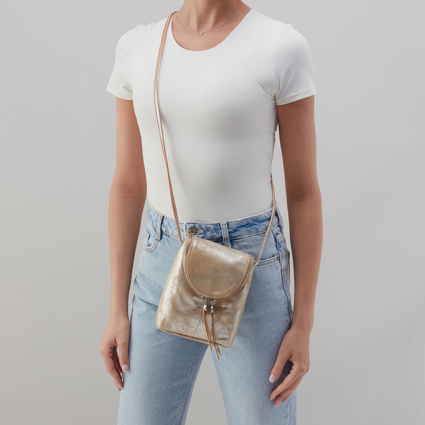 Fern Crossbody In Metallic Leather - Saddle Stardust - Image 2
