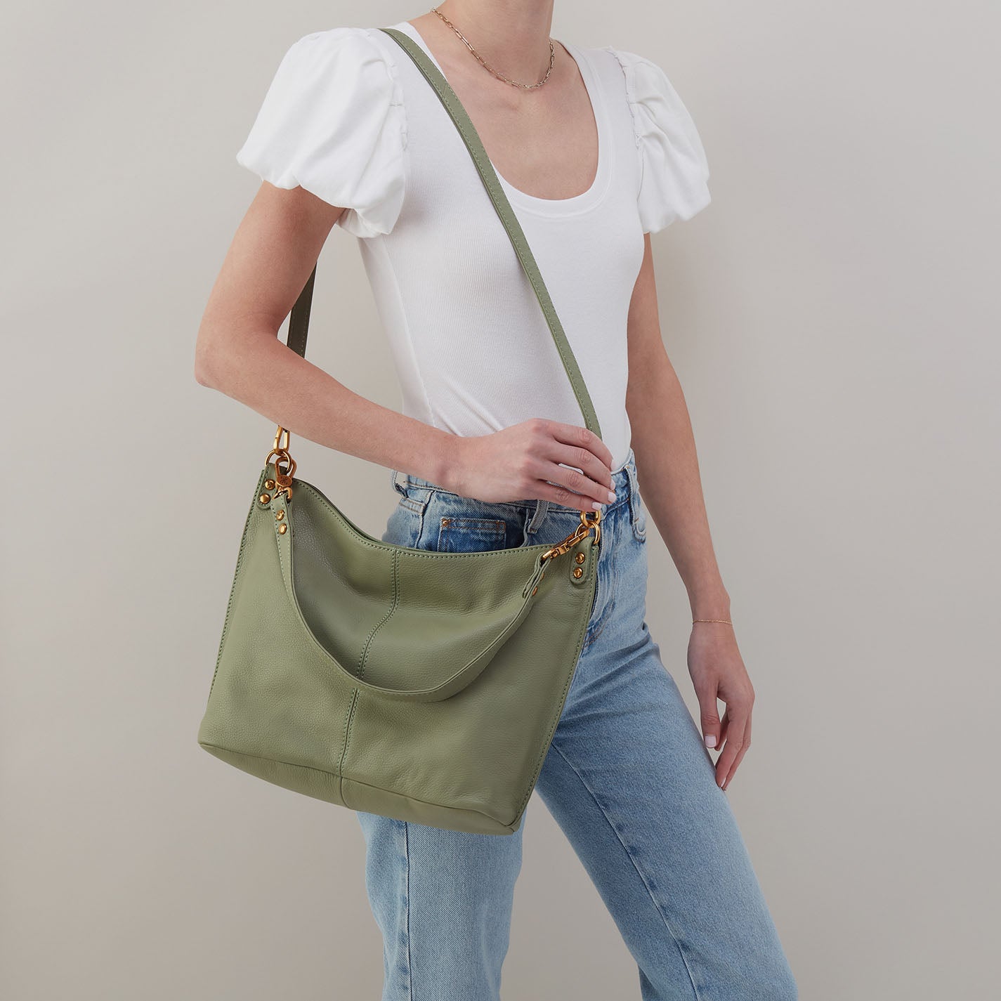Pier Shoulder Bag In Pebbled Leather - Watercress - Image 2