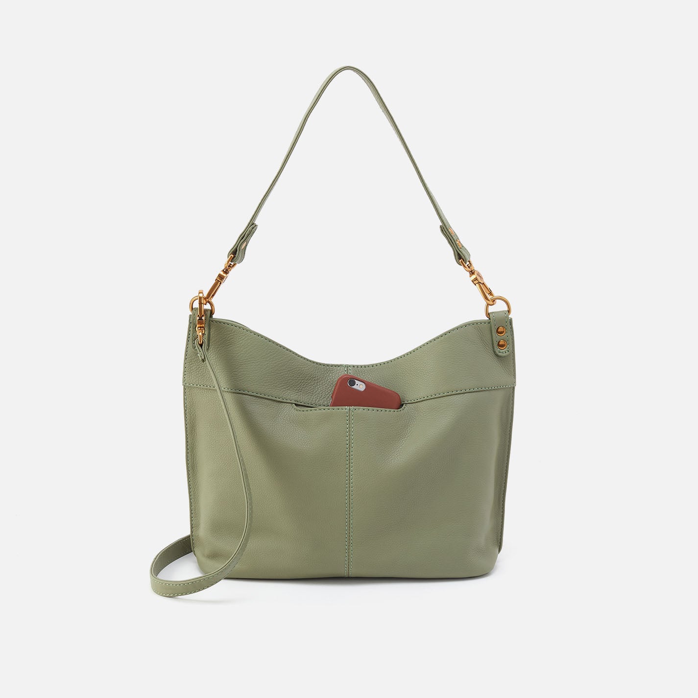Pier Shoulder Bag In Pebbled Leather - Watercress - Image 4