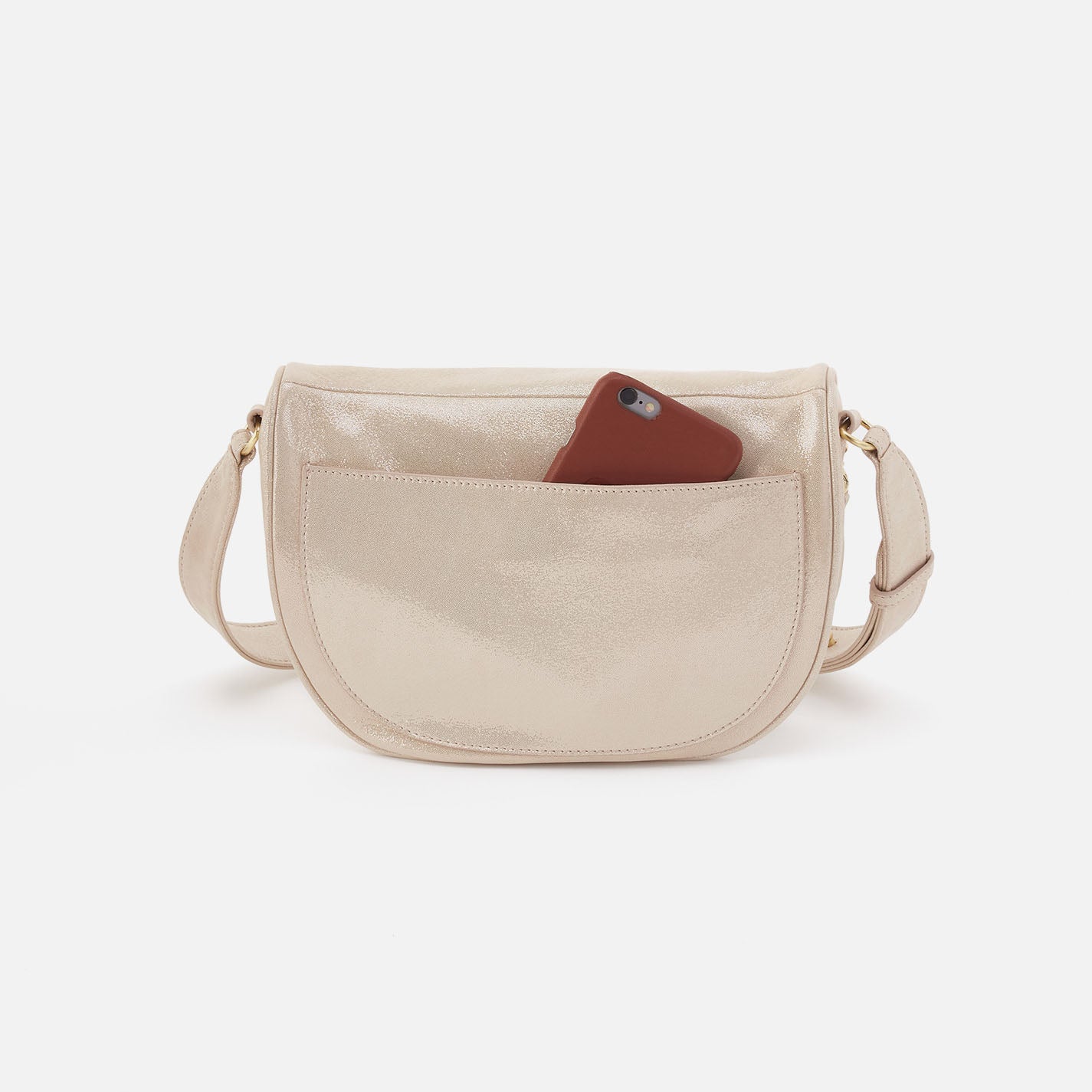 Juno Belt Bag In Metallic Leather - Sand Shimmer - Image 5