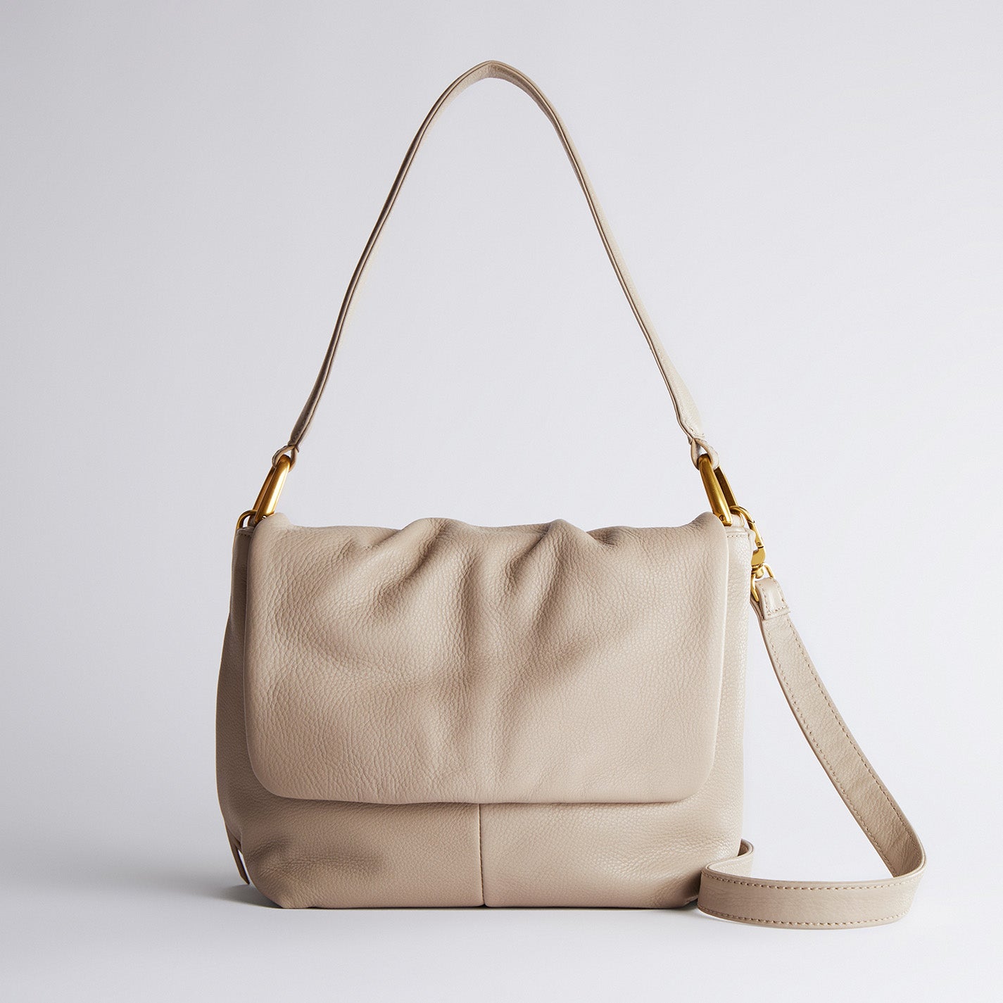 Harley Convertible Shoulder Bag In Pebbled Leather - Taupe - Image 2