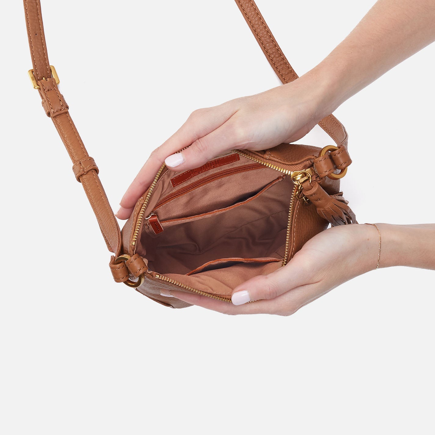 Lexi Crossbody in Pebbled Leather - Warm Honey - Image 3
