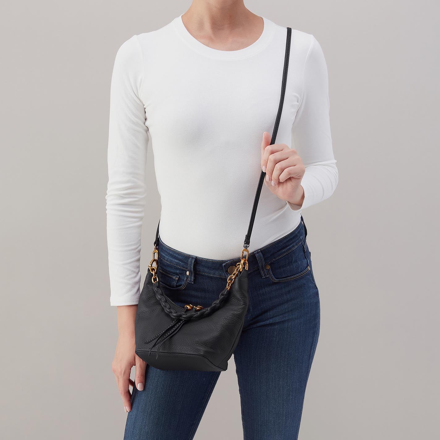Astrid Small Crossbody in Pebbled Leather - Black - Image 2