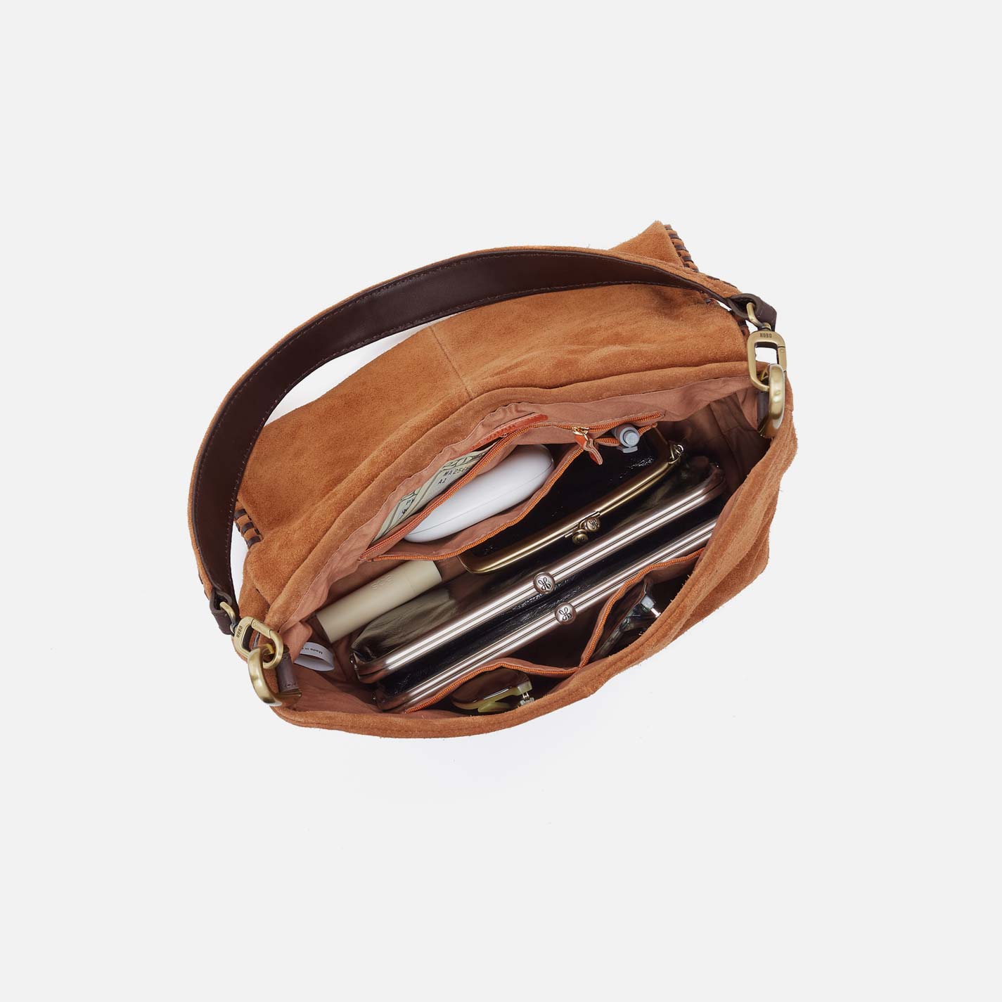 Harley Convertible Shoulder in Suede Leather - Oak Barrel - Image 4