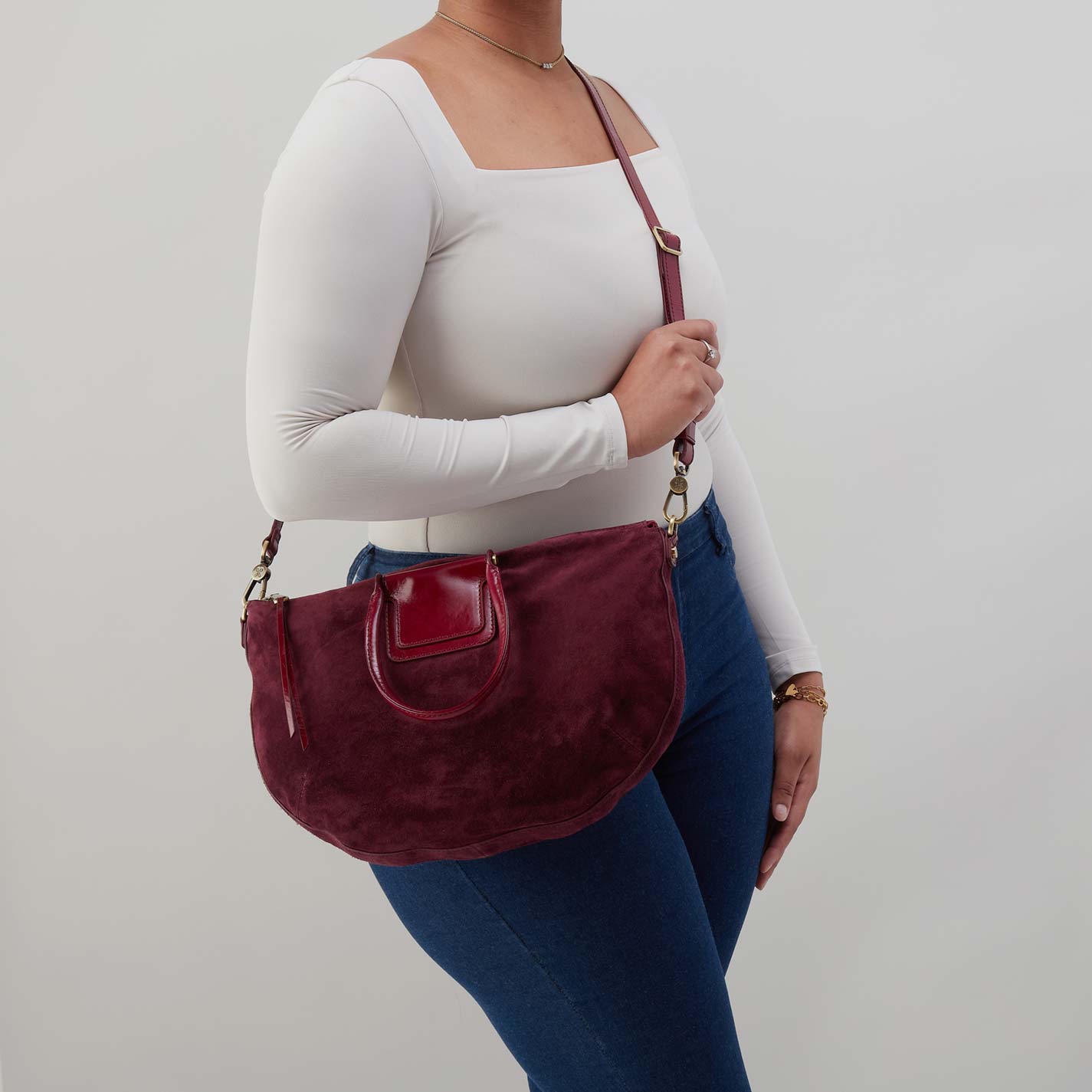 Sheila Large Crossbody in Suede Leather - Prairie Garnet - Image 2