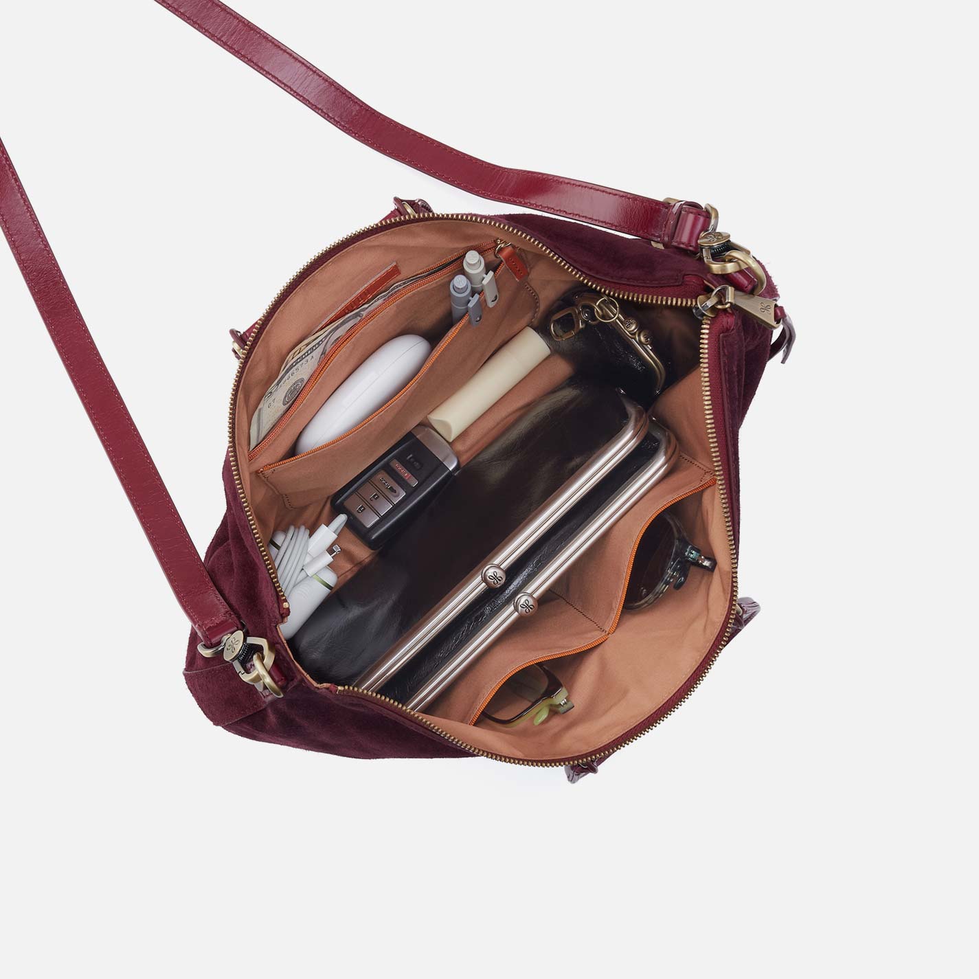 Sheila Large Crossbody in Suede Leather - Prairie Garnet - Image 3