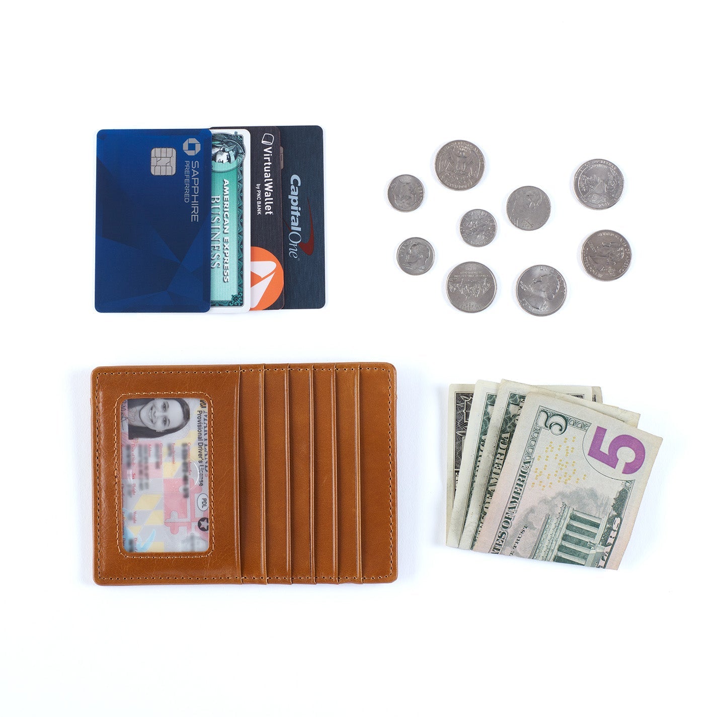 Euro Slide Card Case in Polished Leather - Truffle - Image 2