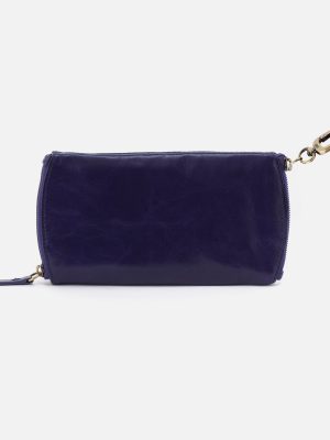 Spark Double Eyeglass Case in Polished Leather - Winter Violet