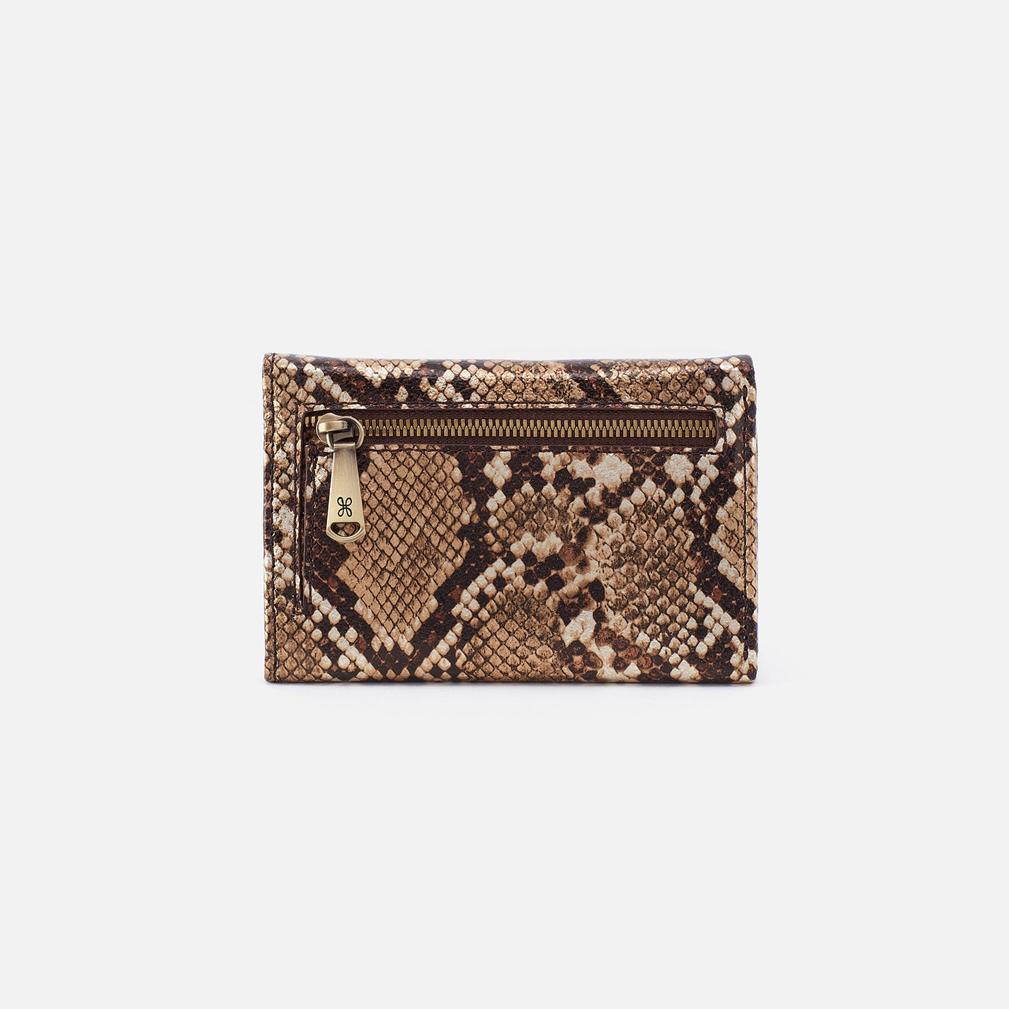 Jill Trifold Wallet in Printed Leather - Golden Snake - Image 4