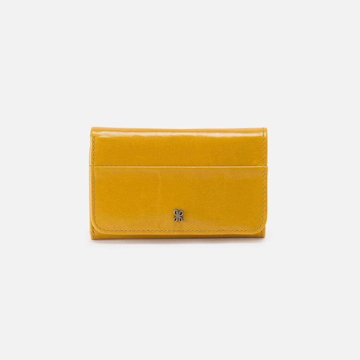 Jill Trifold Wallet In Polished Leather - Sun Glow