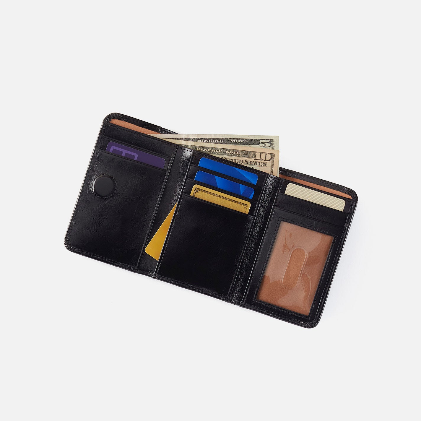 Jill Trifold Wallet In Polished Leather - Sun Glow - Image 3