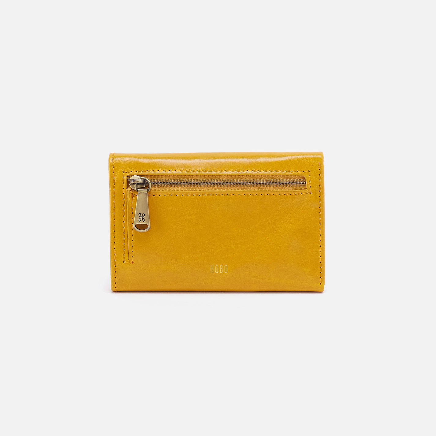 Jill Trifold Wallet In Polished Leather - Sun Glow - Image 4