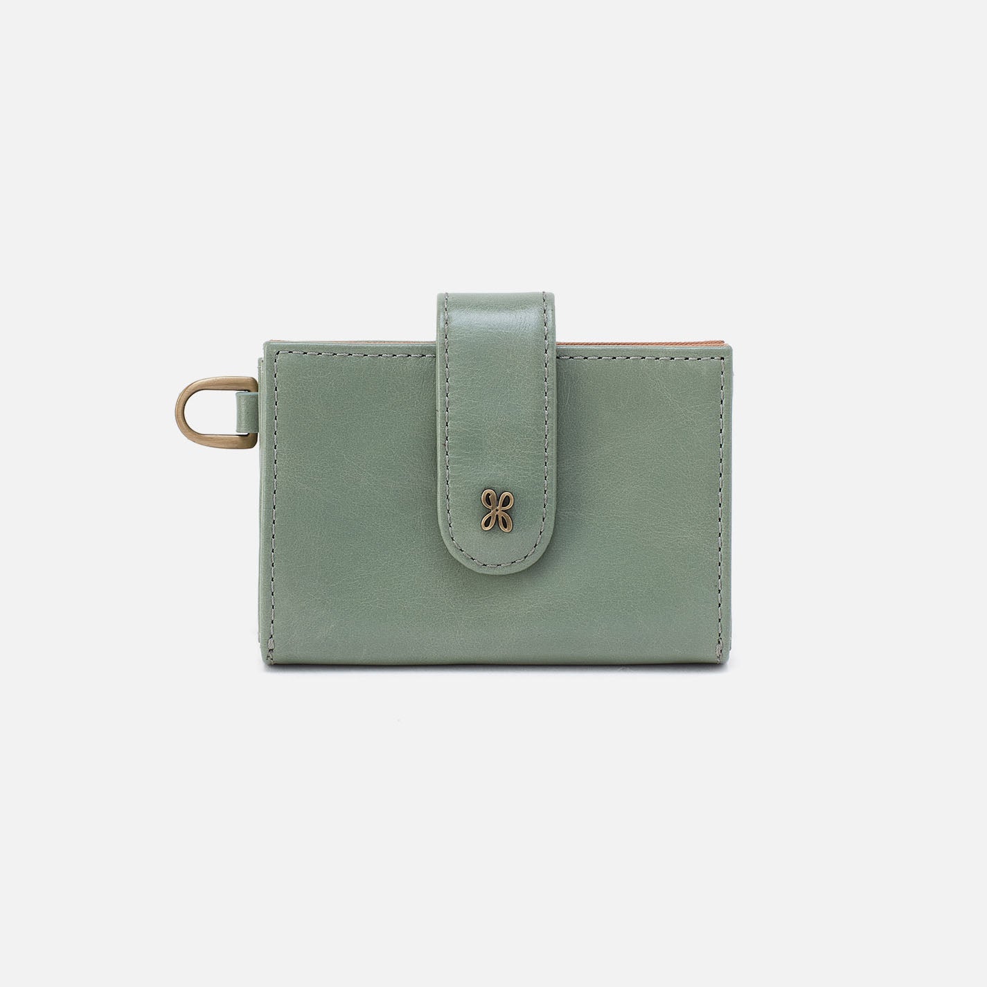 Jean Accordion Card Case In Polished Leather - Jade