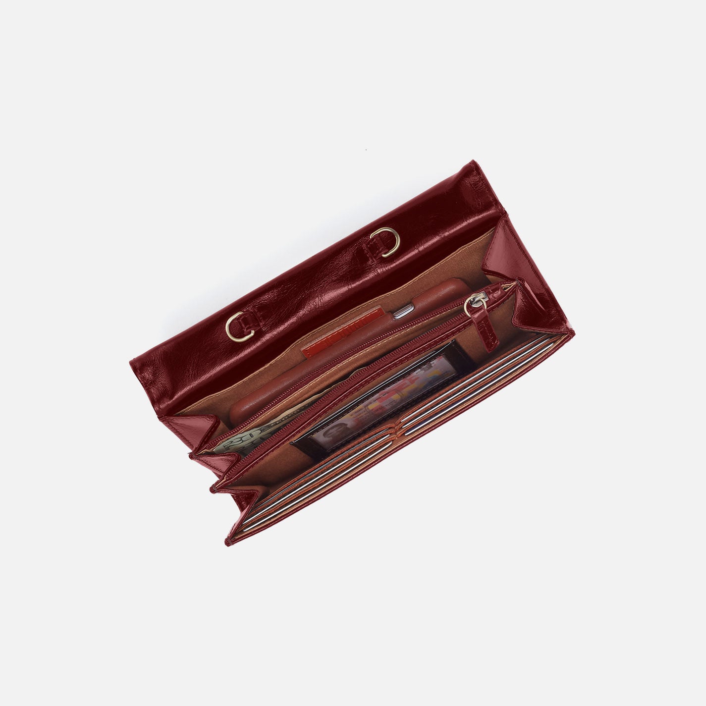 Romy Wallet Crossbody in Polished Leather - Saddleberry - Image 3