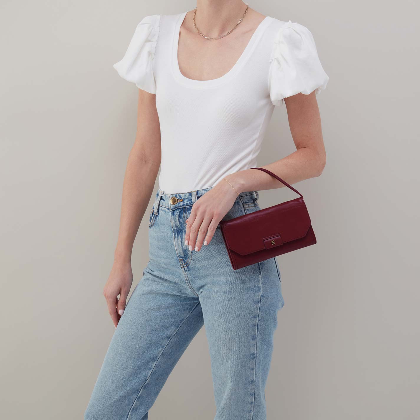Romy Wallet Crossbody in Polished Leather - Saddleberry - Image 4