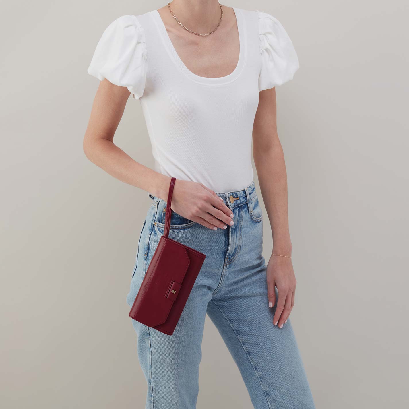 Romy Wallet Crossbody in Polished Leather - Saddleberry - Image 5