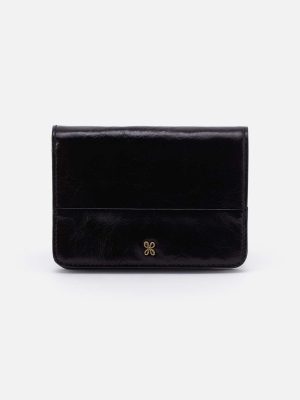 Jill Bifold Wallet in Polished Leather - Black