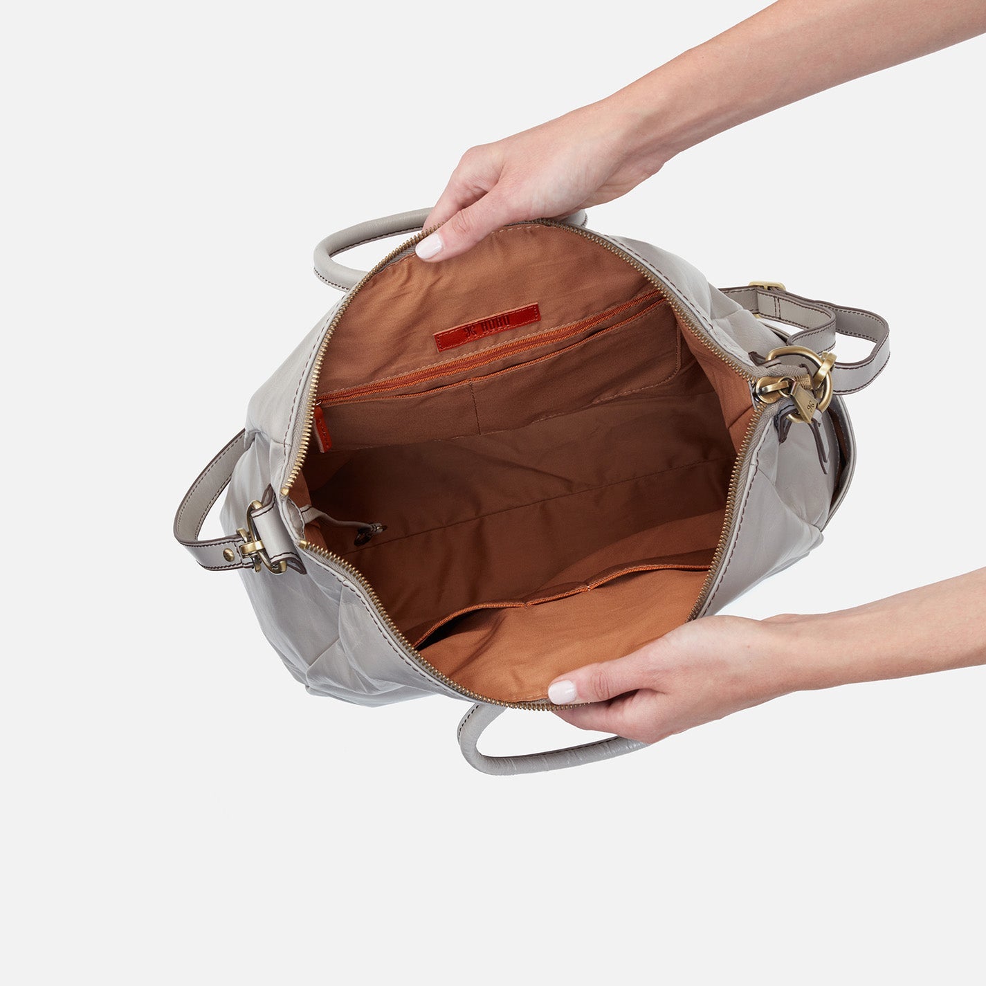 Sheila Large Satchel in Polished Leather - Driftwood - Image 3