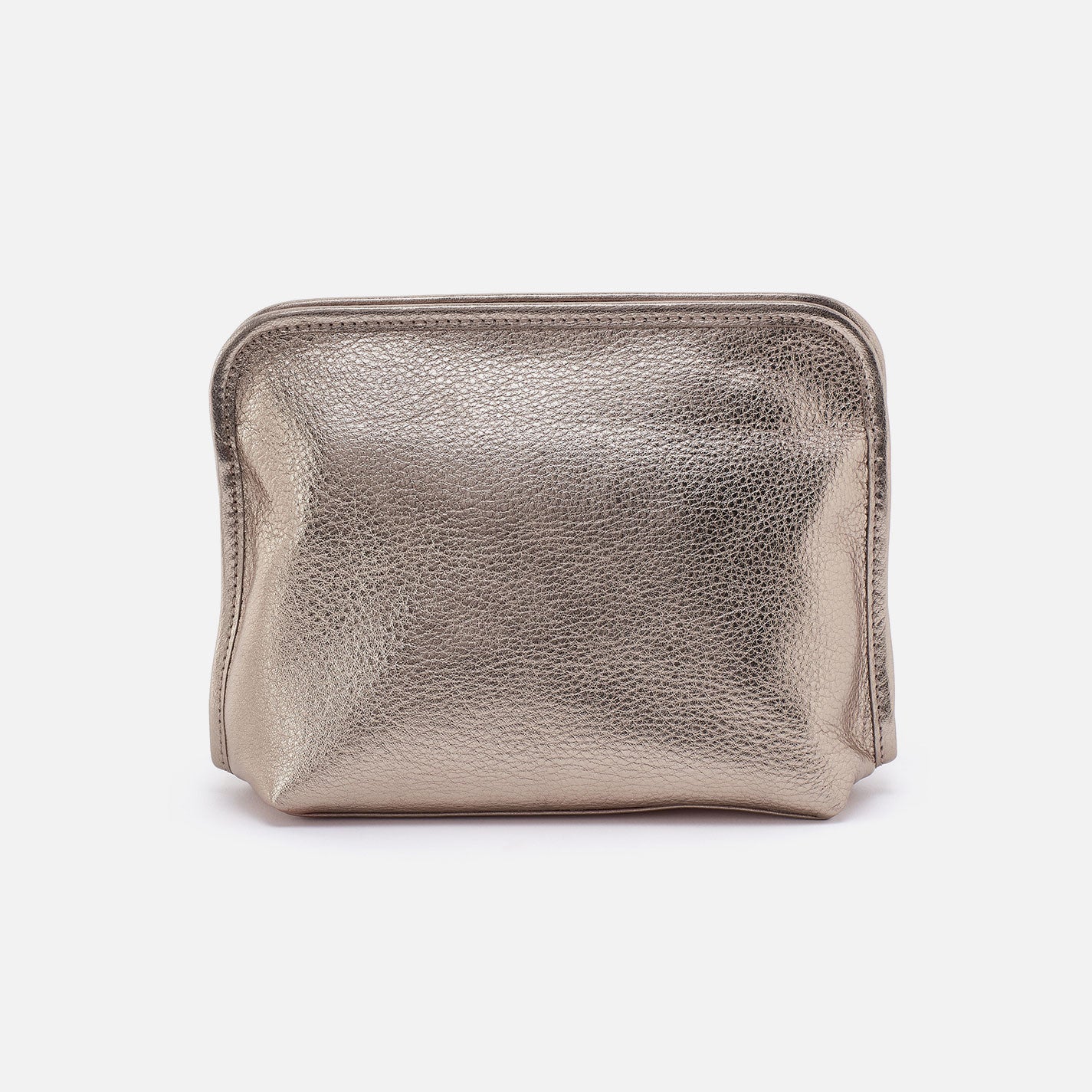 Beauty Cosmetic Pouch In Metallic Leather - Cameo Quartz - Image 4
