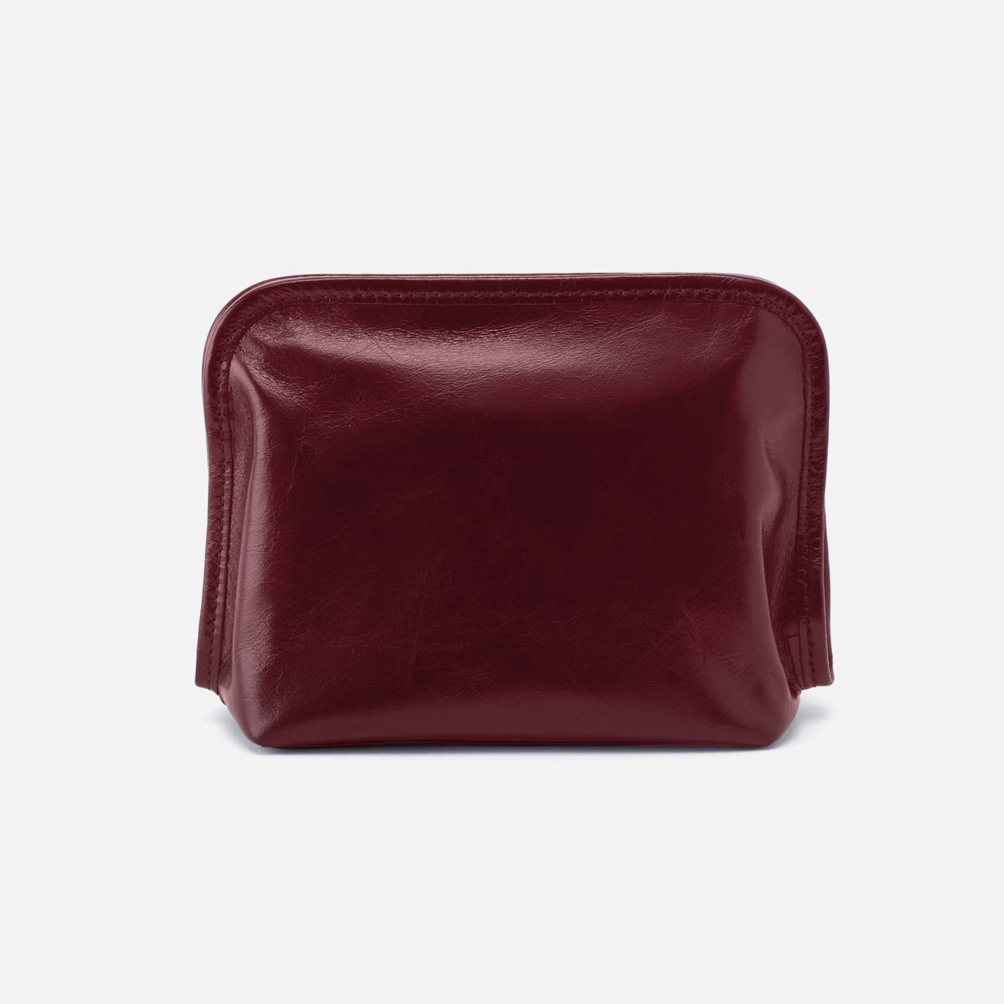Beauty Cosmetic Pouch in Polished Leather - Saddleberry - Image 3
