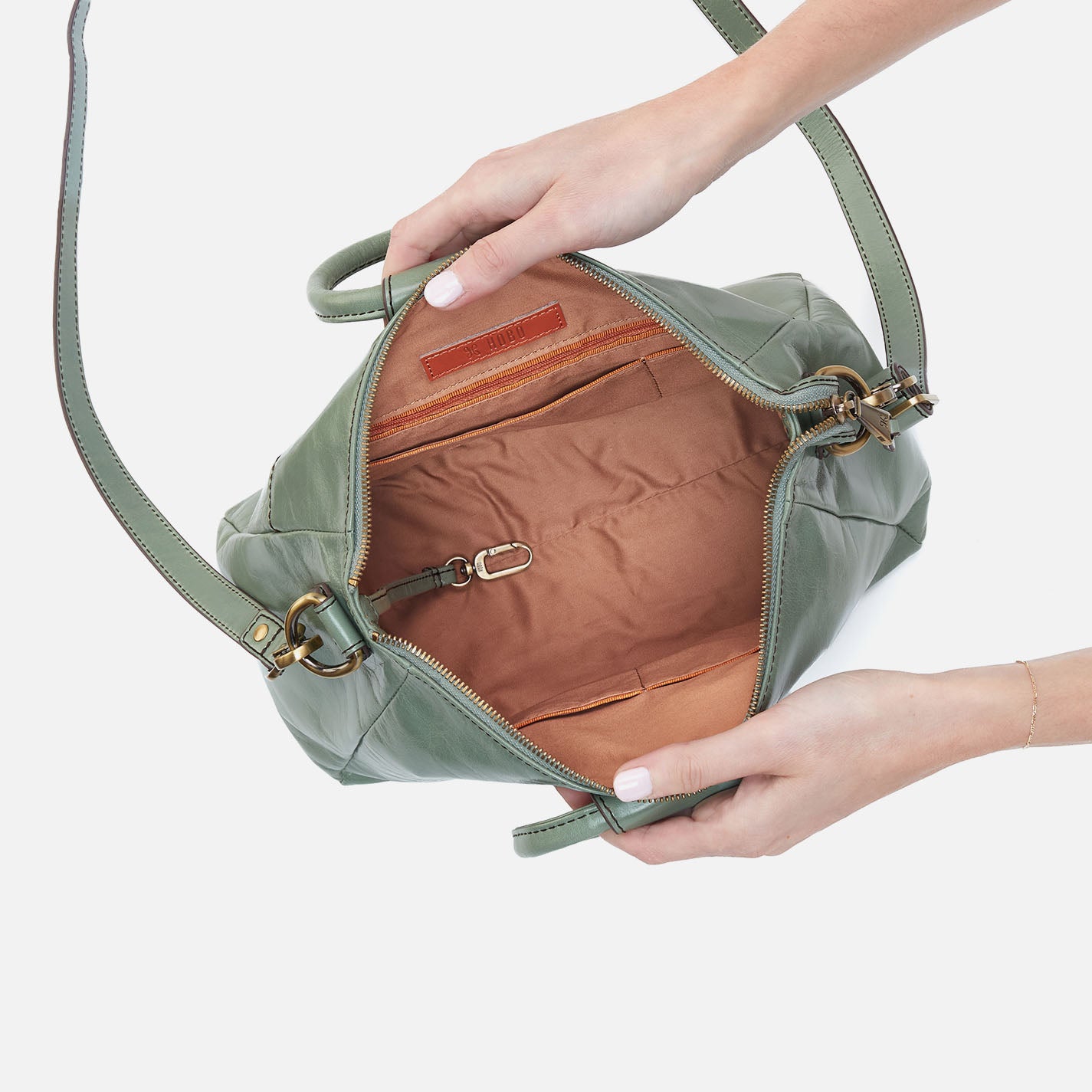 Sheila Medium Satchel In Polished Leather - Jade - Image 3