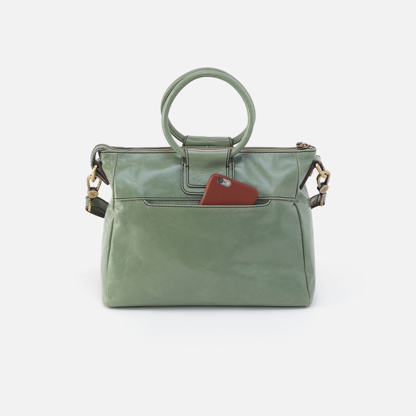 Sheila Medium Satchel In Polished Leather - Jade - Image 4
