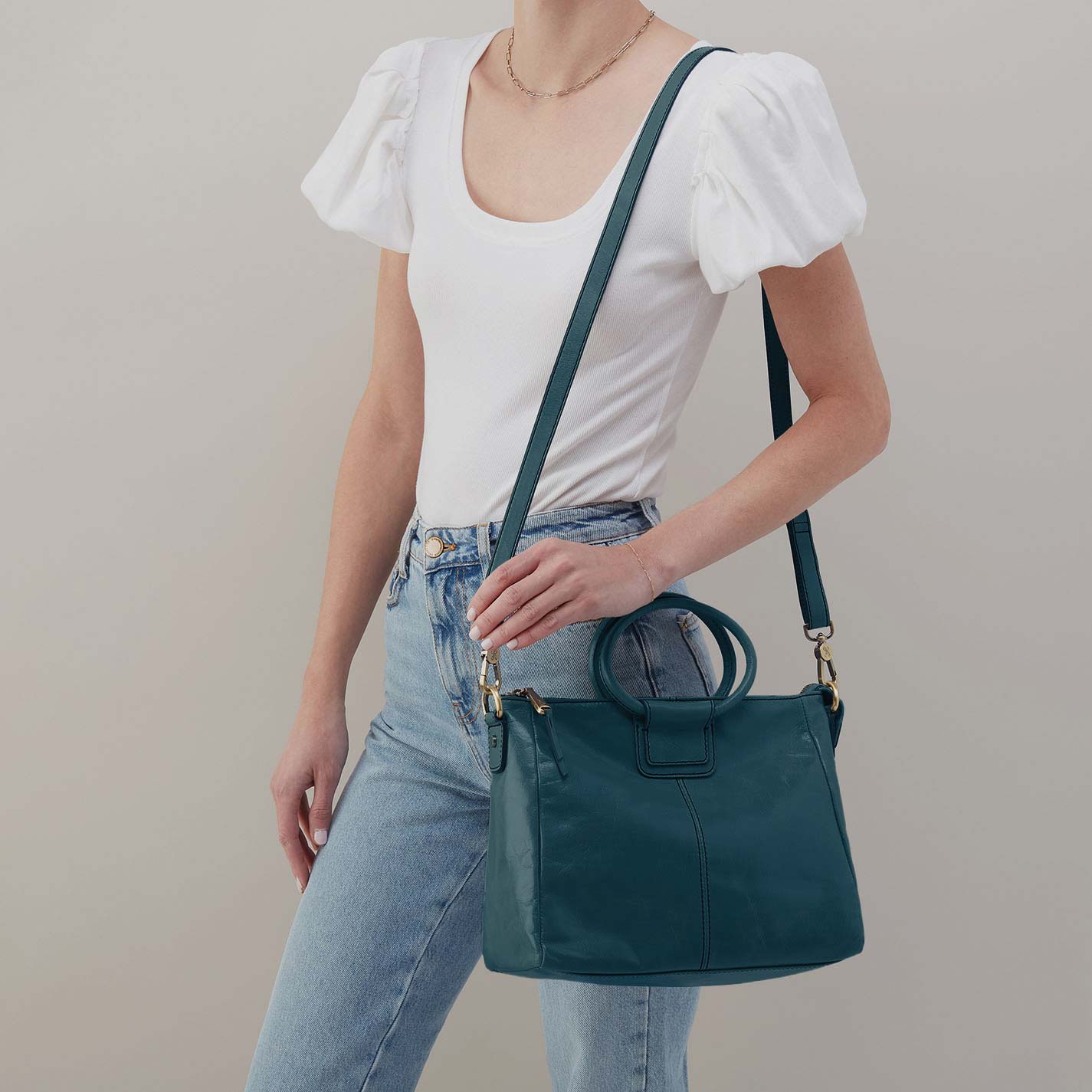Sheila Medium Satchel in Polished Leather - Wild Bluegrass - Image 2