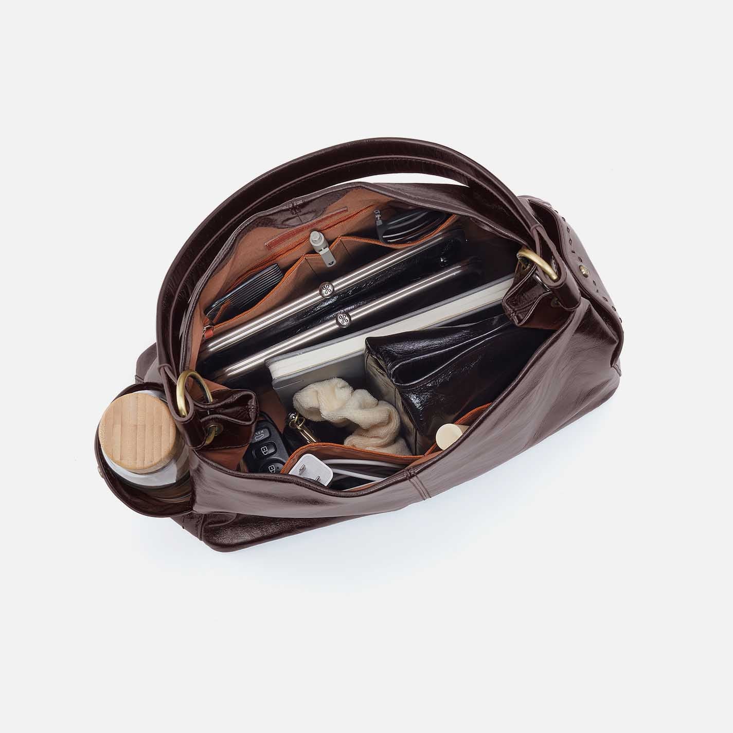 Seneca Shoulder Bag in Polished Leather - Hearthstone - Image 4