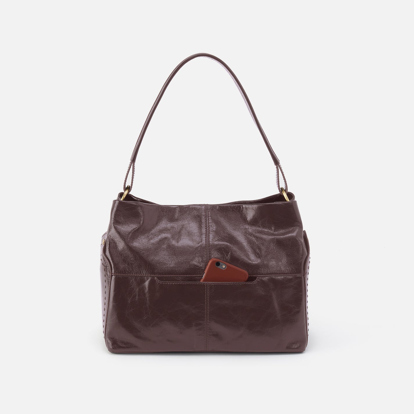 Seneca Shoulder Bag in Polished Leather - Hearthstone - Image 5